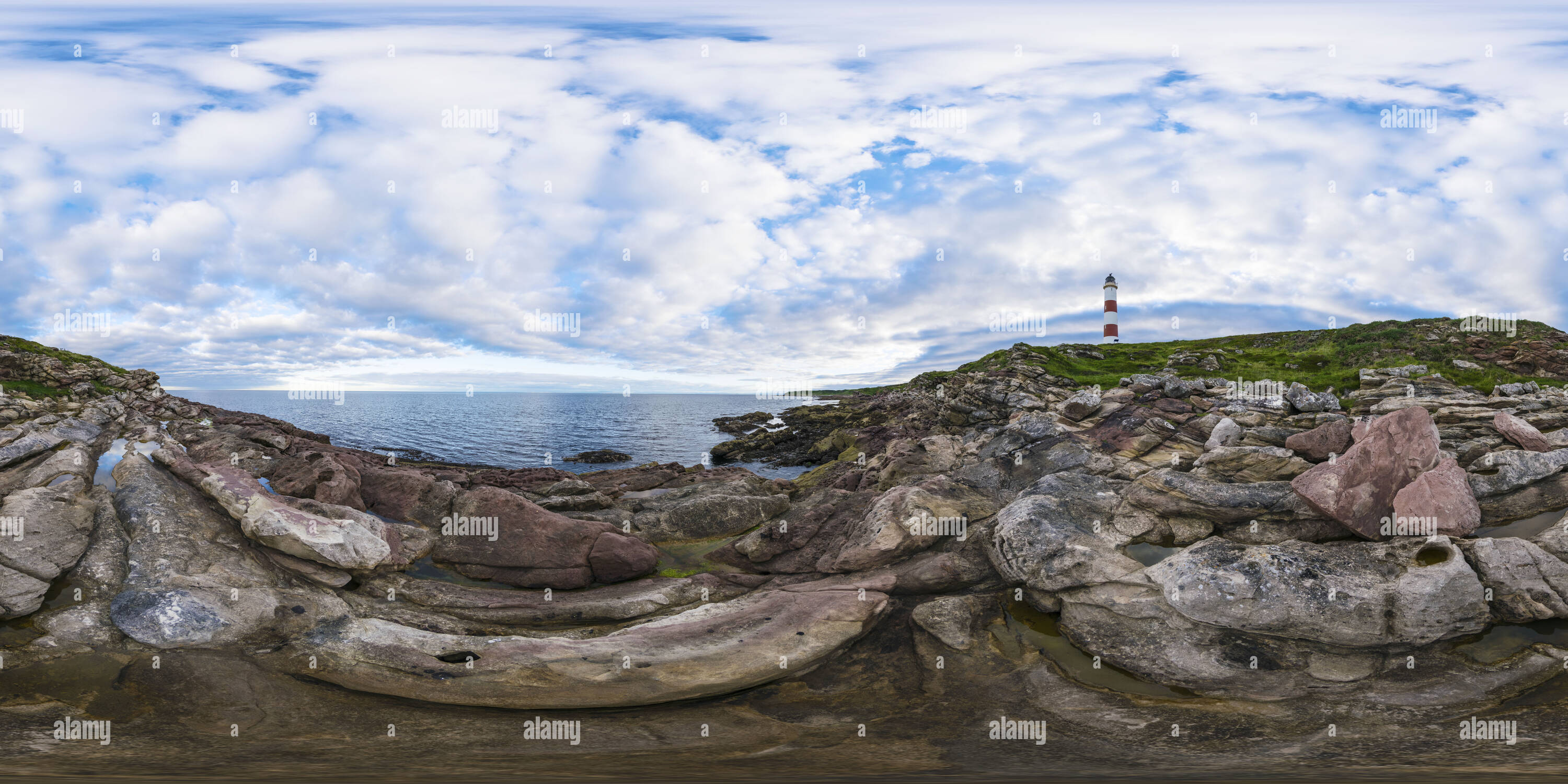 360 degree panoramic view of Rocky foreshore at Tarbat Peninsula