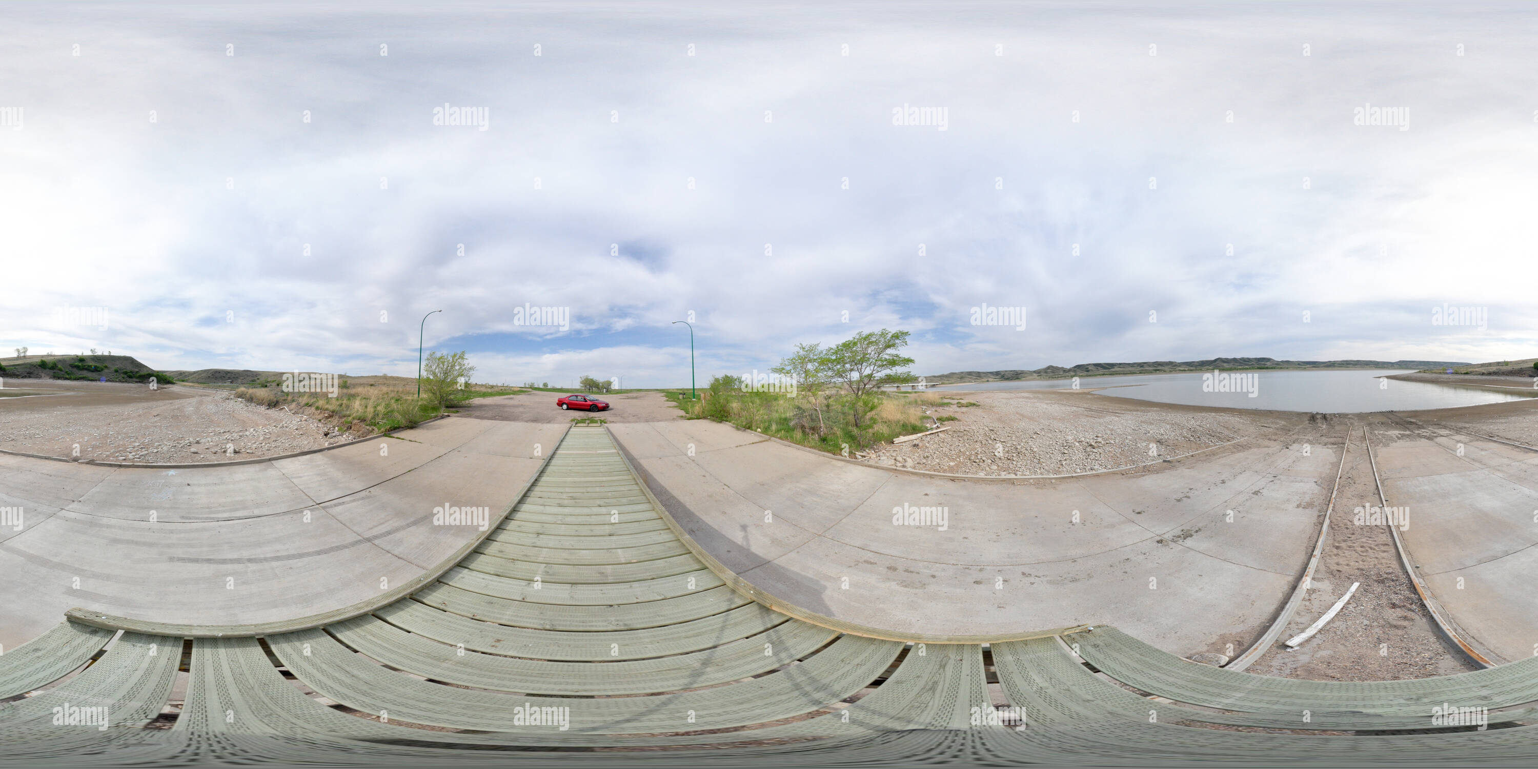 360° view of Standing on the Dock at Saskatchewan Landing Alamy