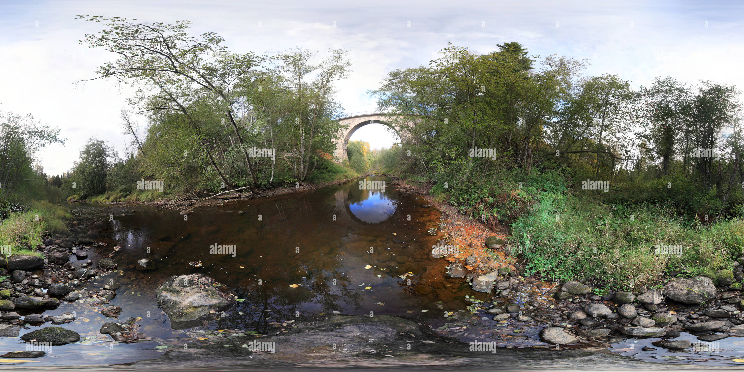 360 degree panoramic view of Bridge over Yarinya river. Valday - Krestcy railway