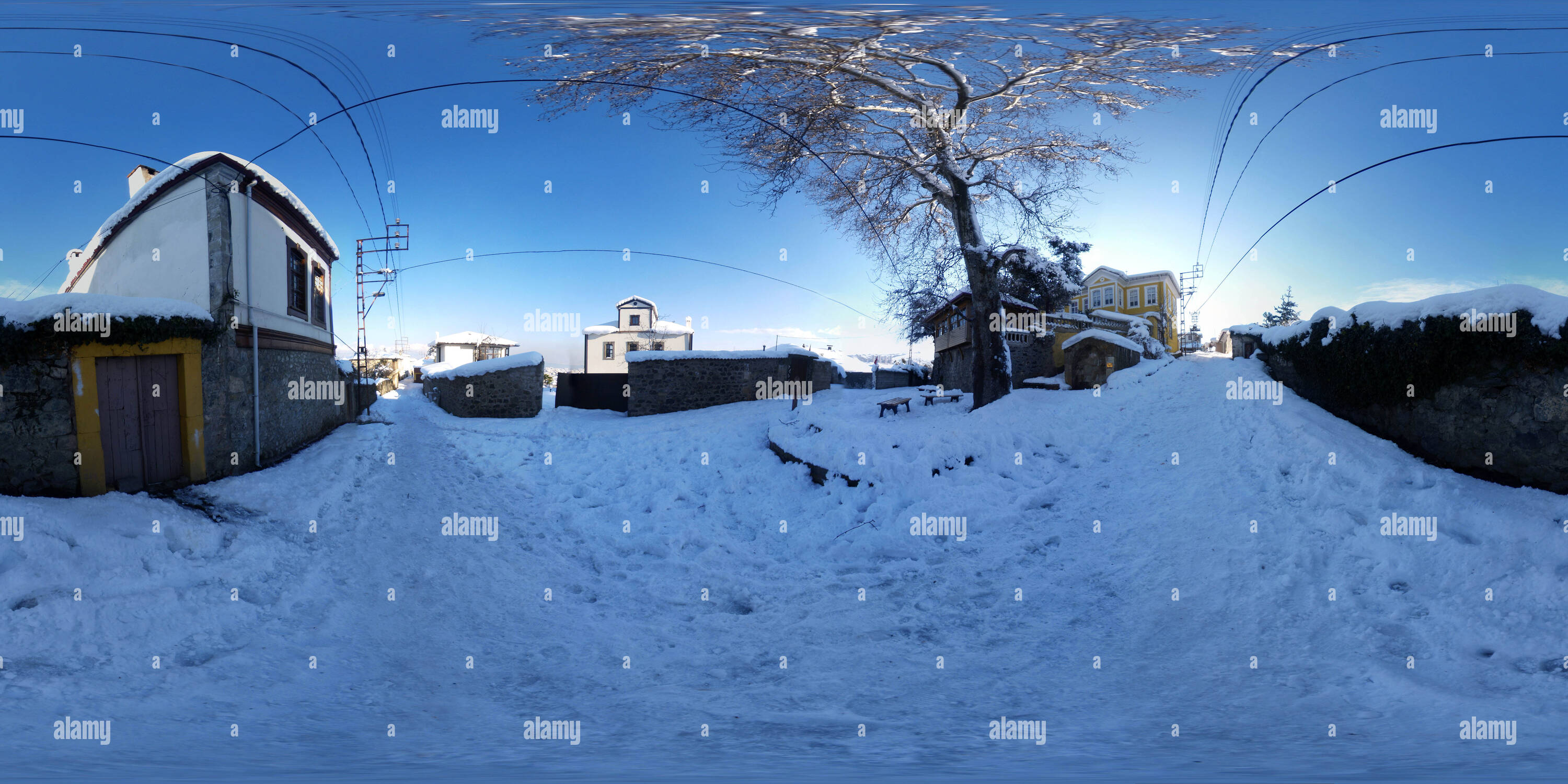 360 degree panoramic view of Old akcaabat Winter