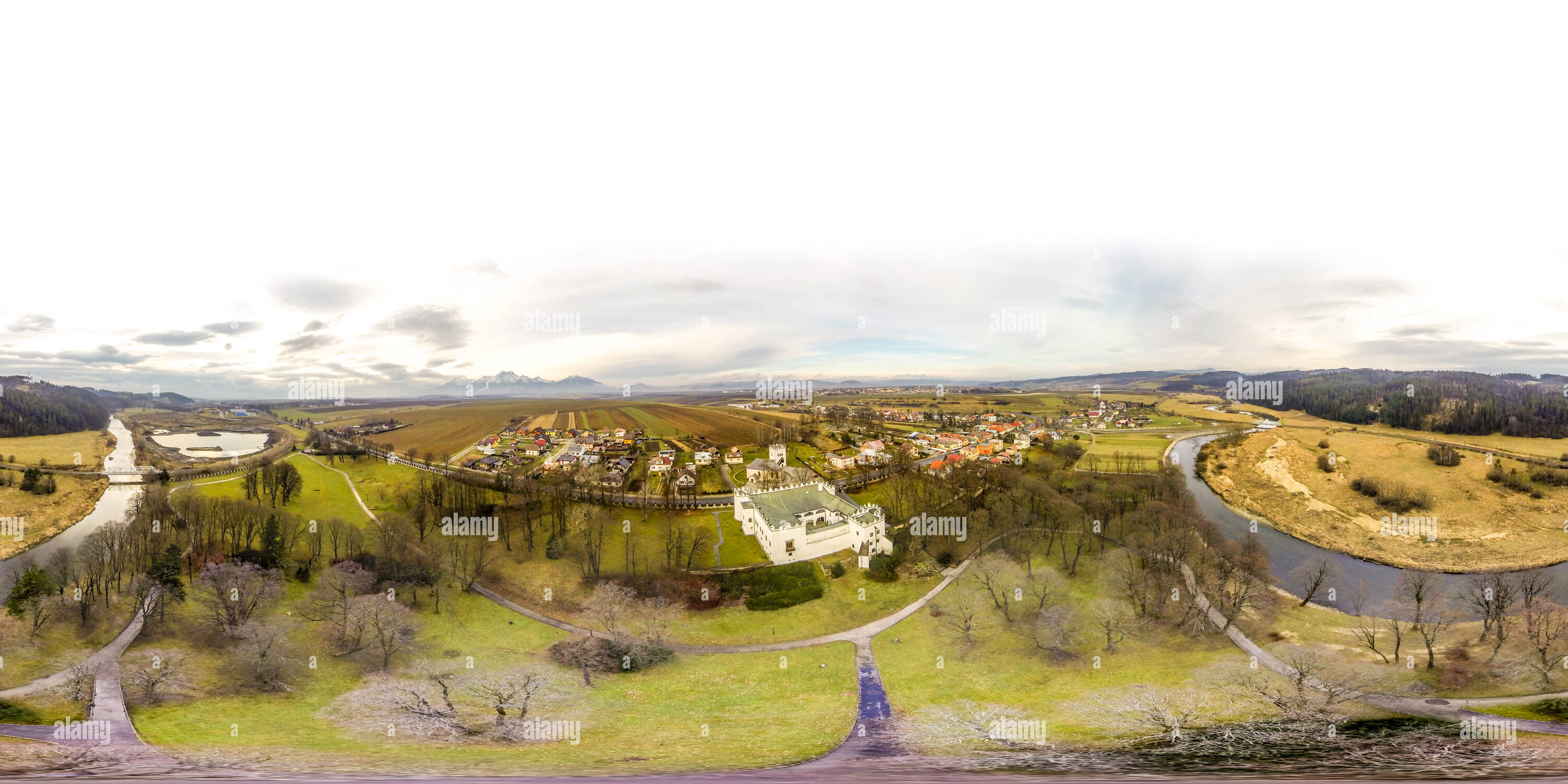 360 degree panoramic view of Kaštiel Strážky