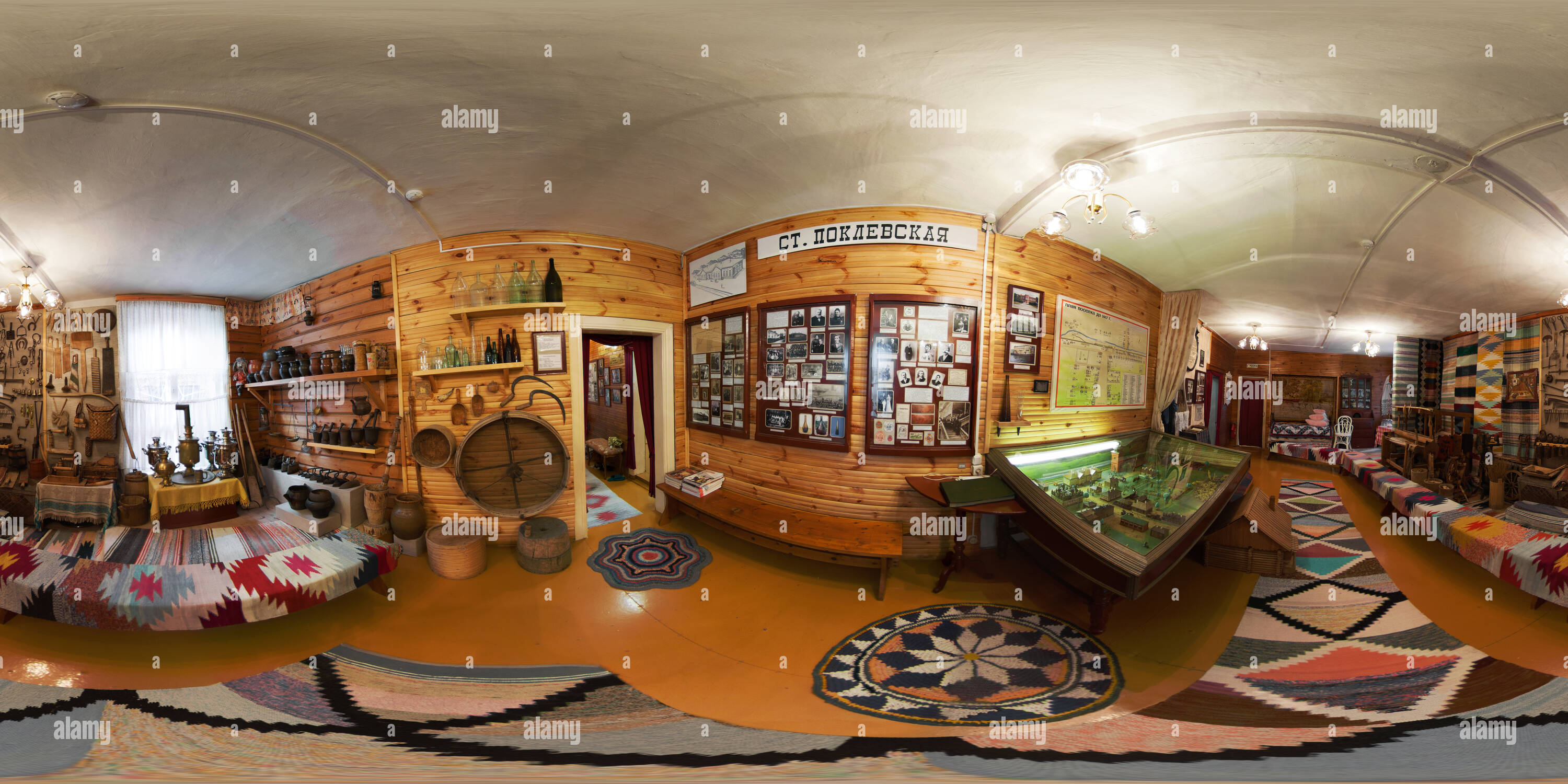 360 degree panoramic view of Troitsky History Museum. Exposure. Beginning