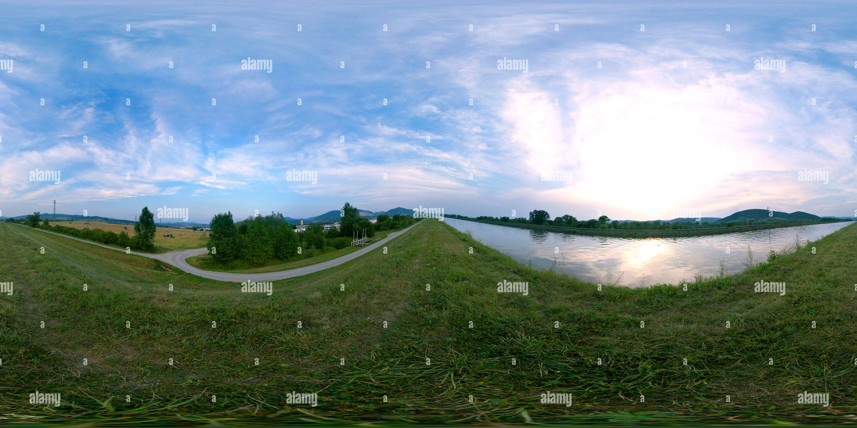 360° view of Sunset on river - Alamy