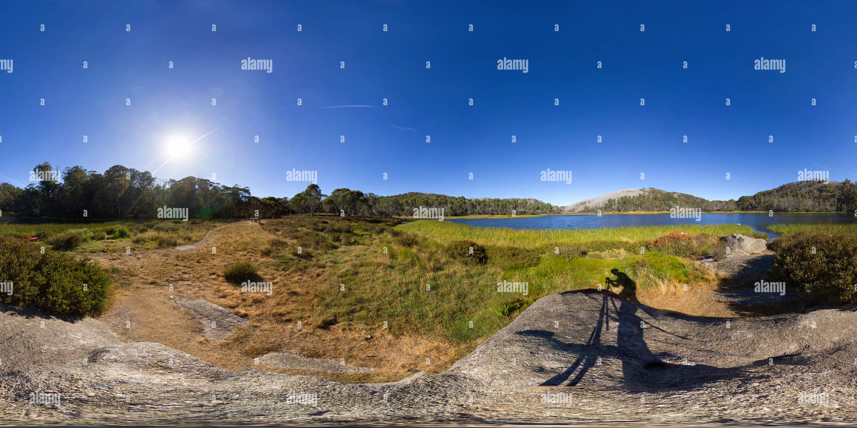 360 degree panoramic view of Lake Catani Day Picnic Area at Mount Buffalo