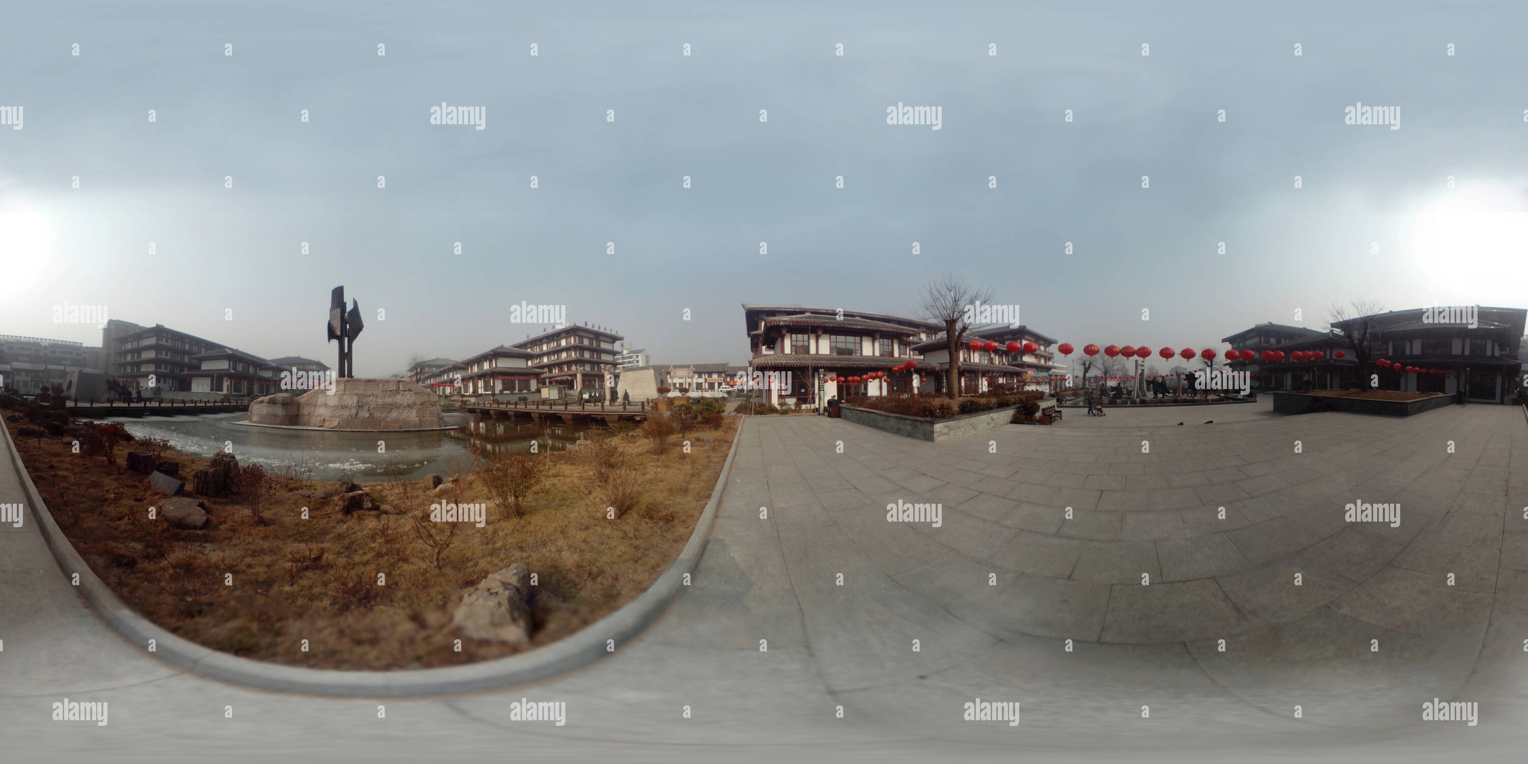 360 degree panoramic view of Yinan County Zhuge Liang City in Shandong Province