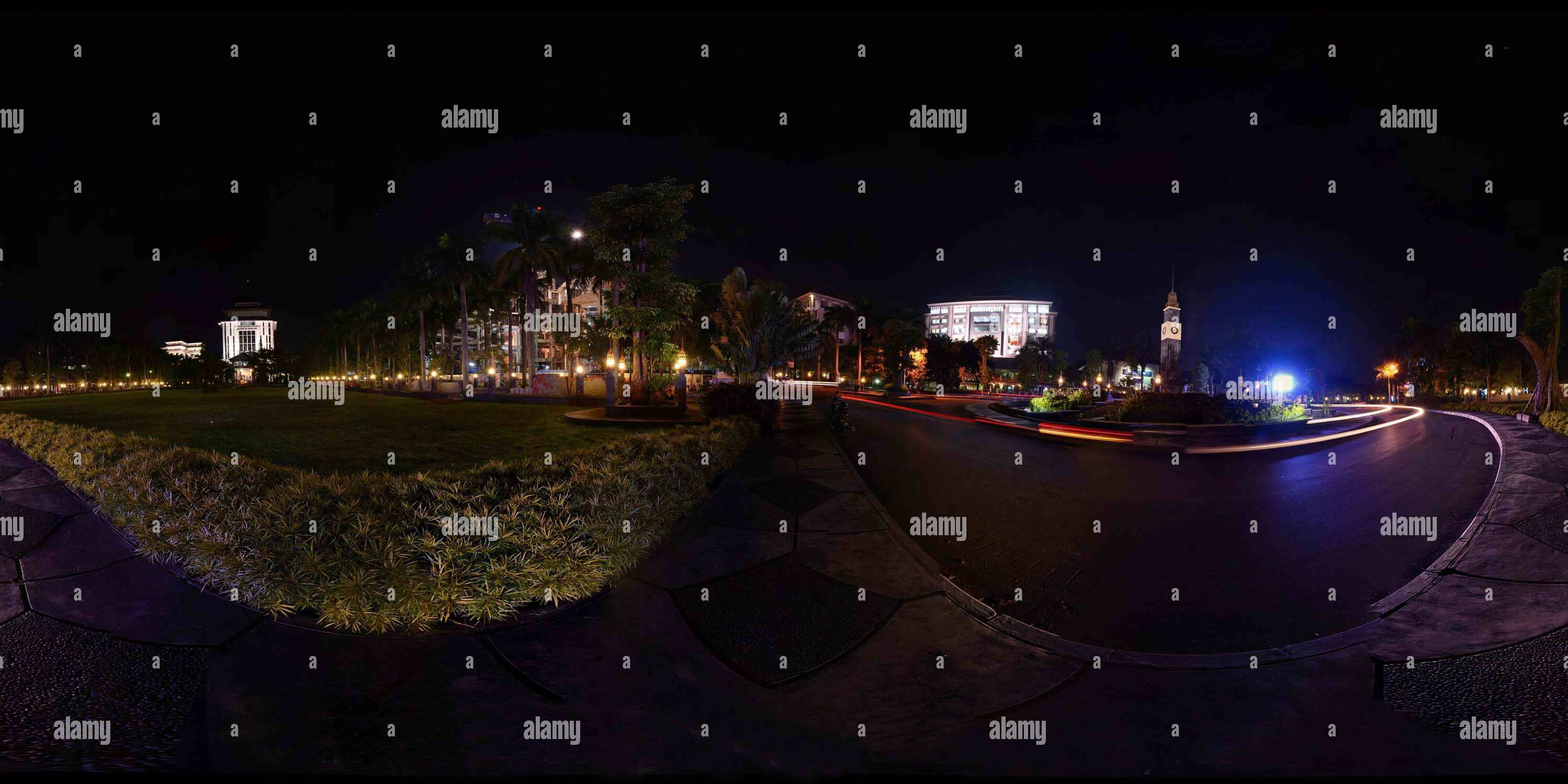 360 degree panoramic view of Brawijaya University by night