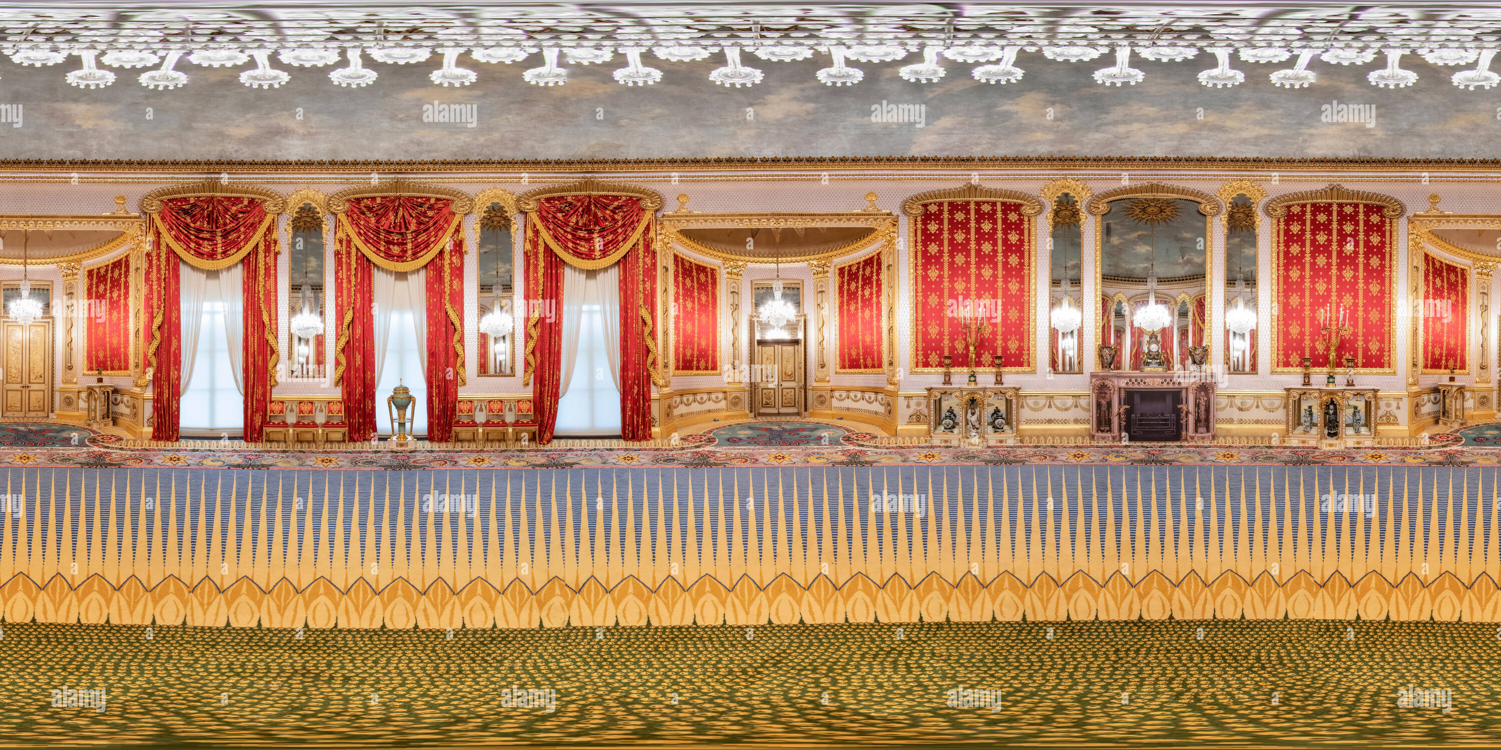 360 degree panoramic view of A 360 view of the Saloon in the Royal Pavilion Brighton at the completion of it restoration 2018