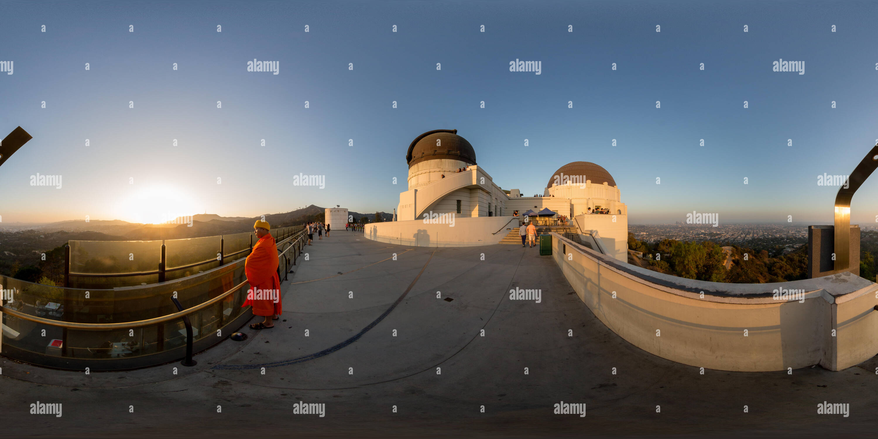 360 degree panoramic view of 360° panoramic view from terrace at Griffith Observatory in Griffith Park, Los Angeles, California.