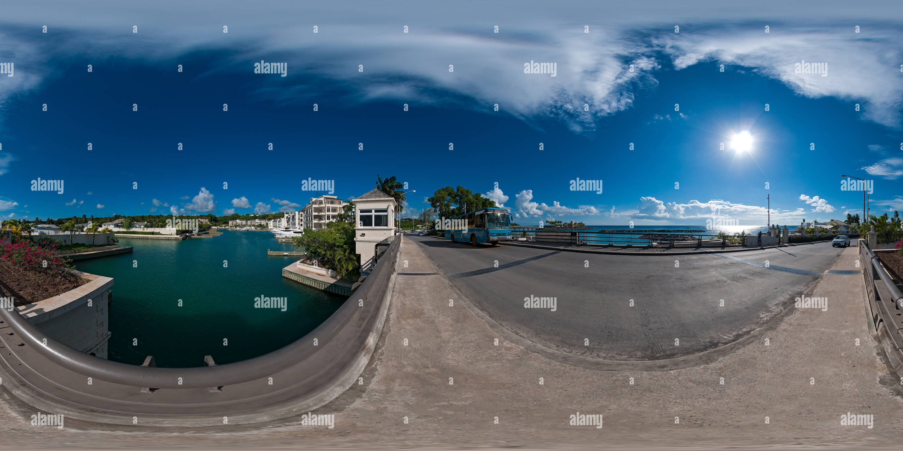 360 degree panoramic view of Port Ferdinand from bridge - harbor side