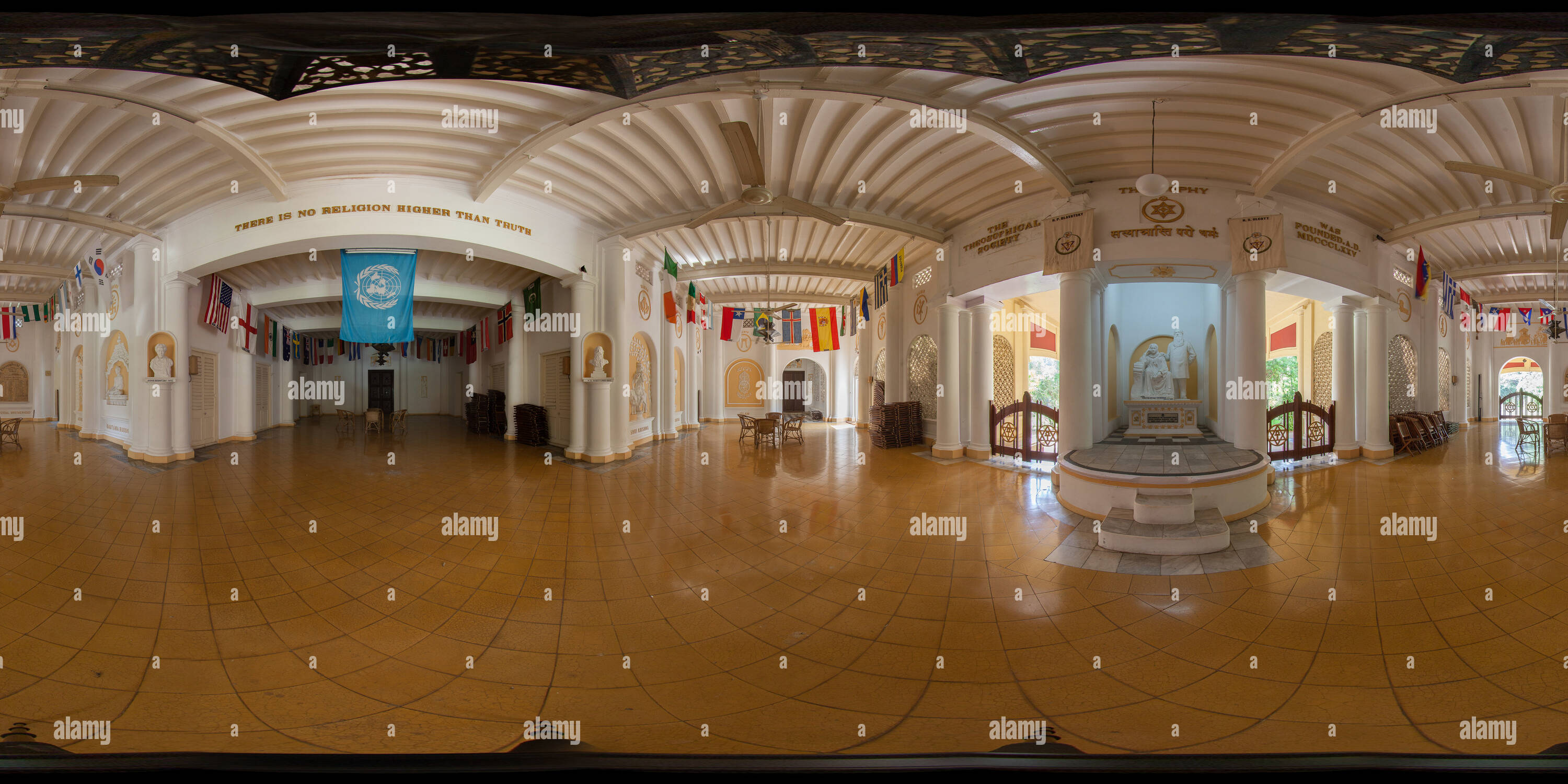 360 degree panoramic view of Headquarters Hall - The Theosophical Society Adyar 01