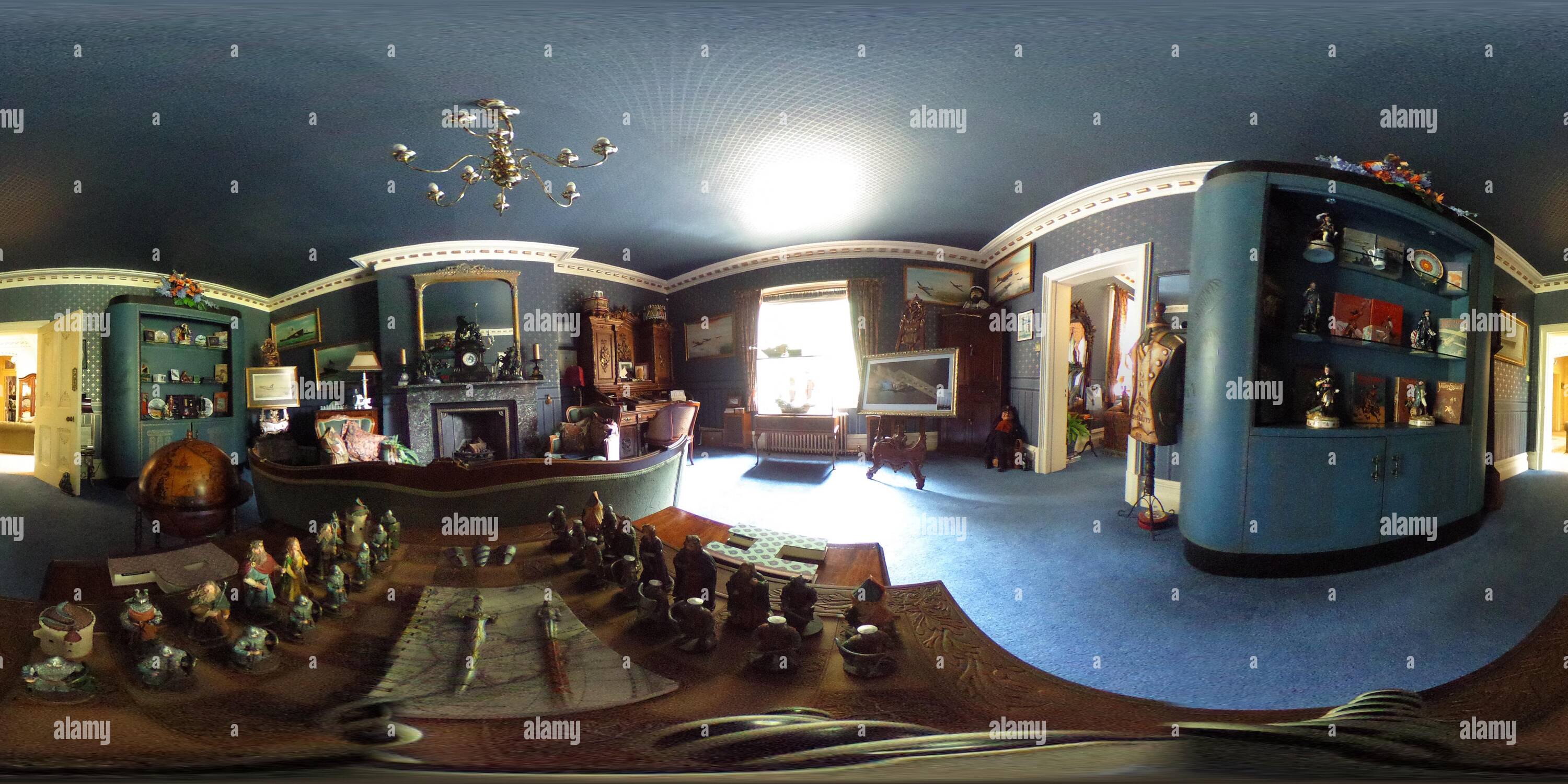 360° view of Interior panoramic photo at Abbey Cwm Hir Hall Alamy