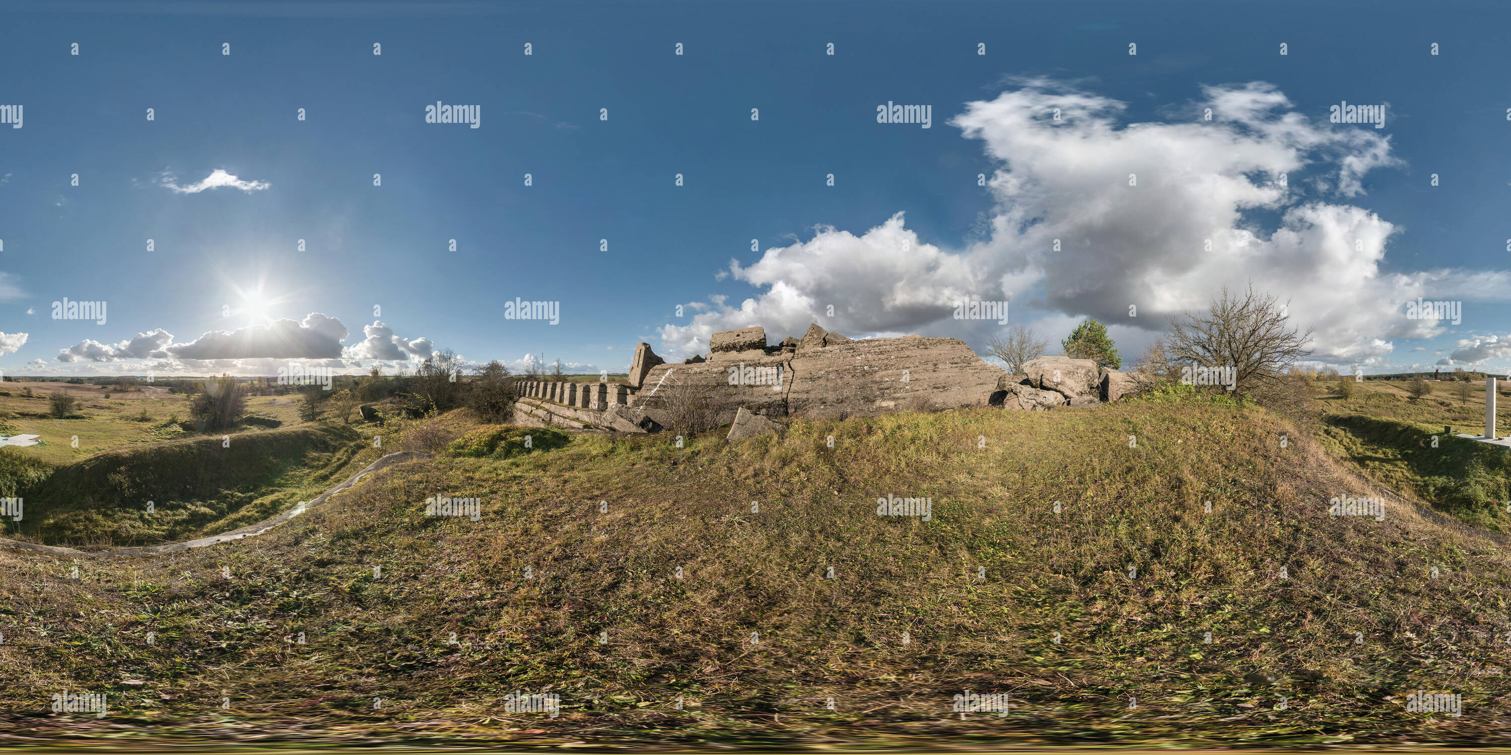 https://l13.alamy.com/360/R2KJK9/full-360-equirectangular-equidistant-spherical-panorama-as-background-approaching-storm-on-the-ruined-military-fortress-of-the-first-world-war-skybo-R2KJK9.jpg