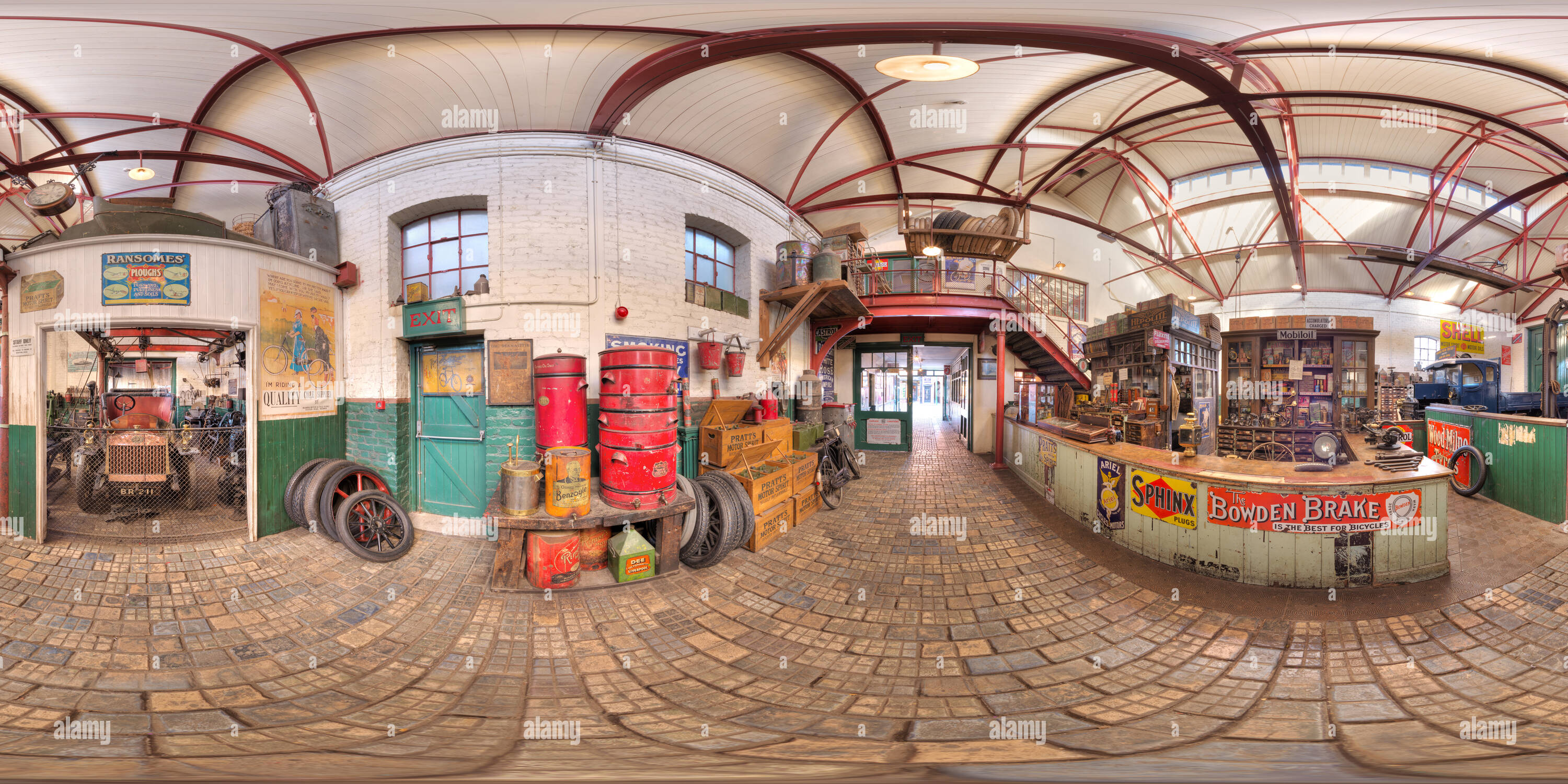 360 degree panoramic view of The Garage at Beamish Open-Air Museum