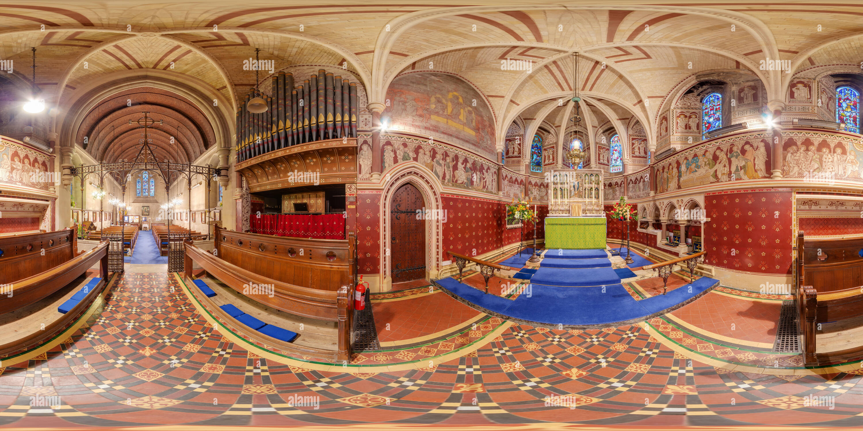 360 degree panoramic view of High Victorian Gothic Revival Church