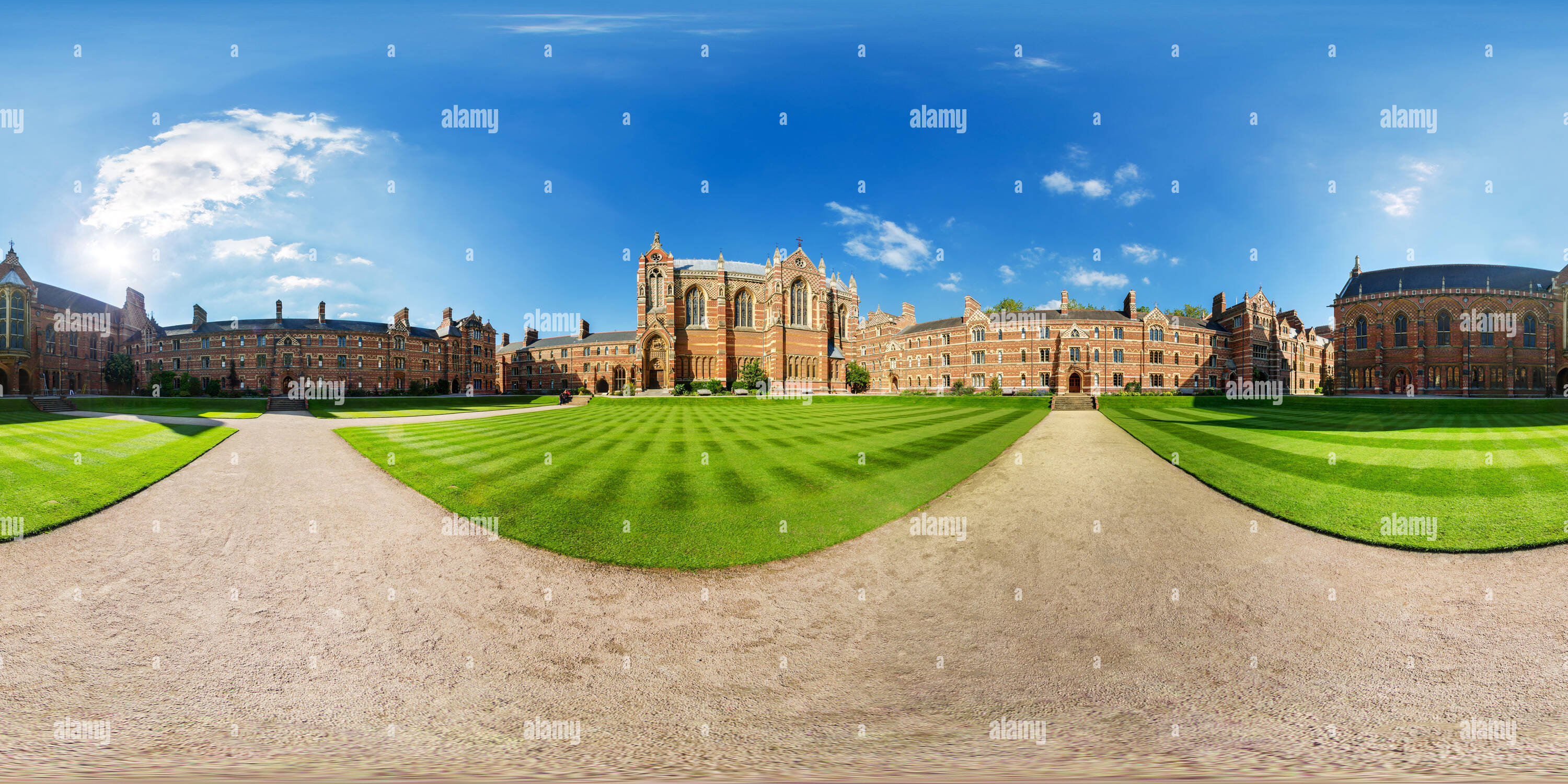 360 degree panoramic view of Keble College Quad, Oxford University, UK