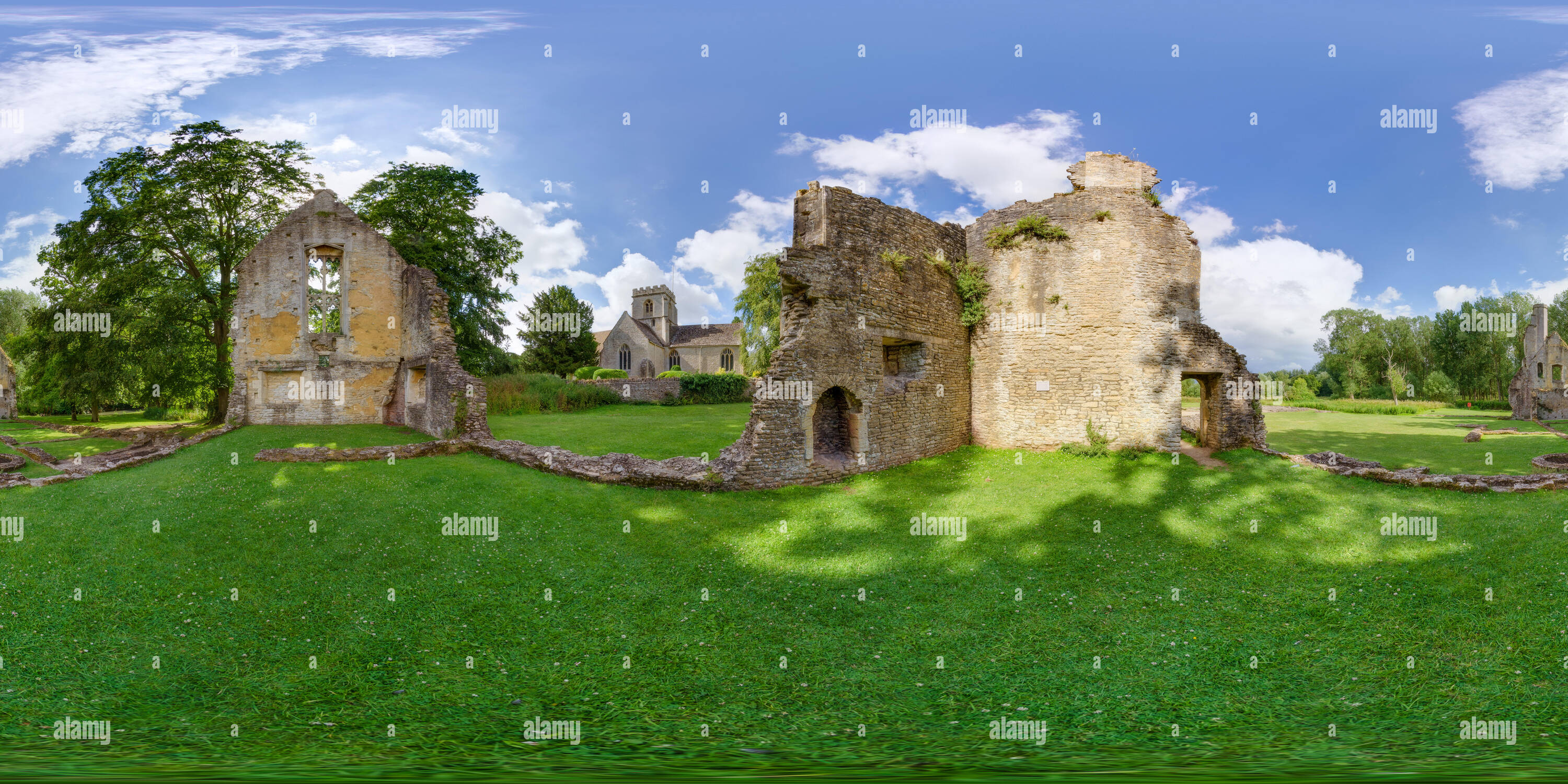 360 degree panoramic view of Minster Lovell Hall, Oxfordshire, UK