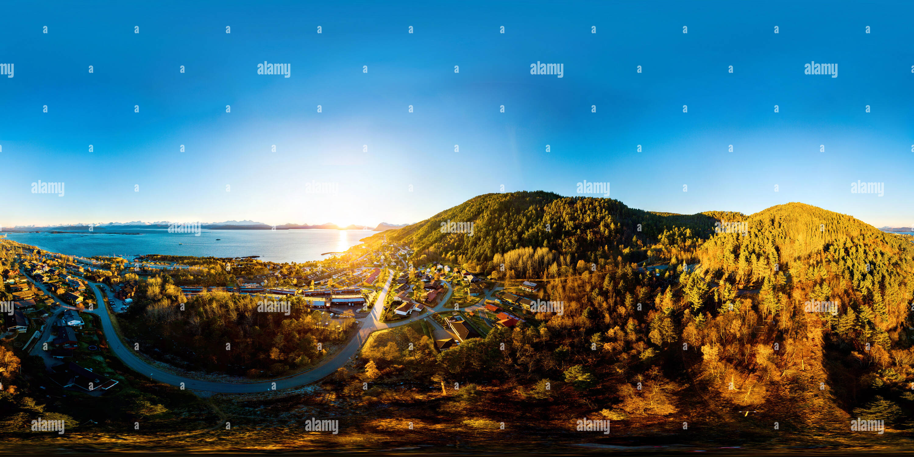 360° view of Molde, Norway. Aerial view of residential area in Molde