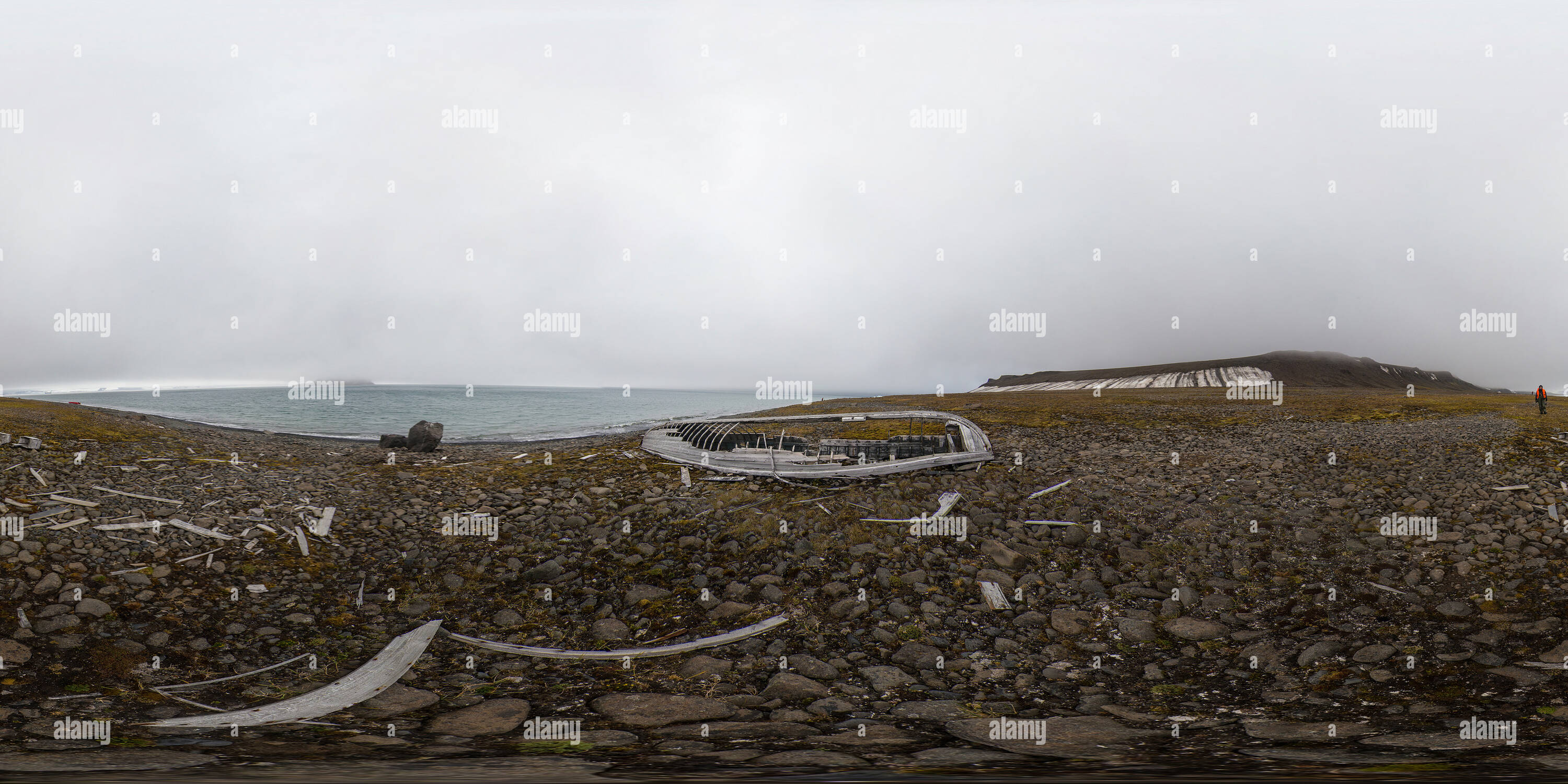 360° view of A.Fiala base, Alger Island, Franz Josef Land Alamy