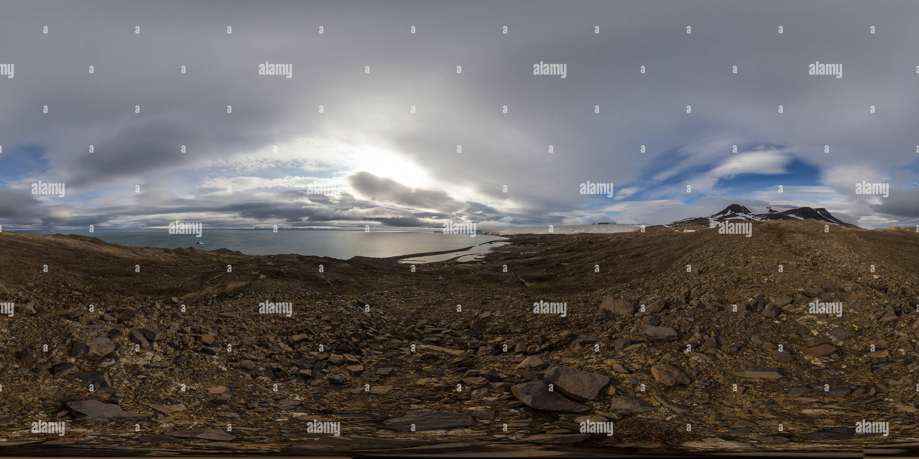 360° view of Cape Tirol, Wiener Neustadt Island, Franz Josef Land Alamy