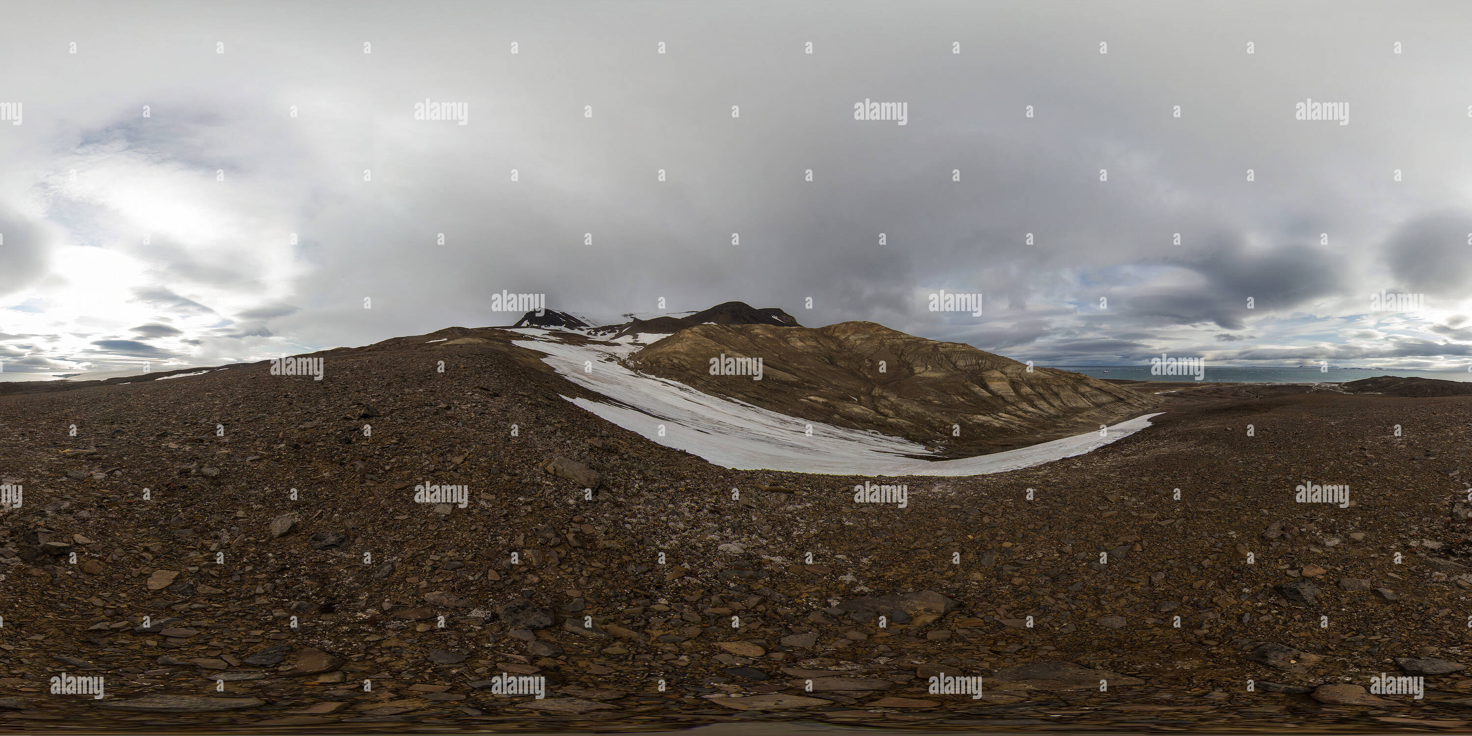 360° view of Cape Tirol, Wiener Neustadt Island, Franz Josef Land Alamy