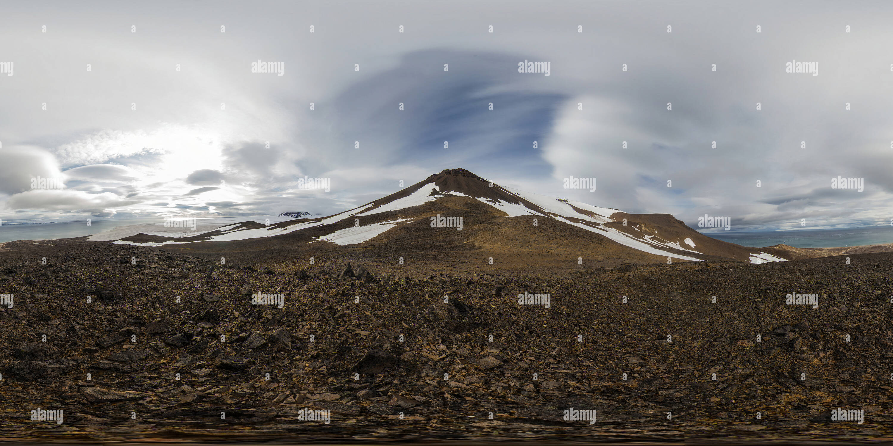 360° view of Cape Tirol, Wiener Neustadt Island, Franz Josef Land Alamy