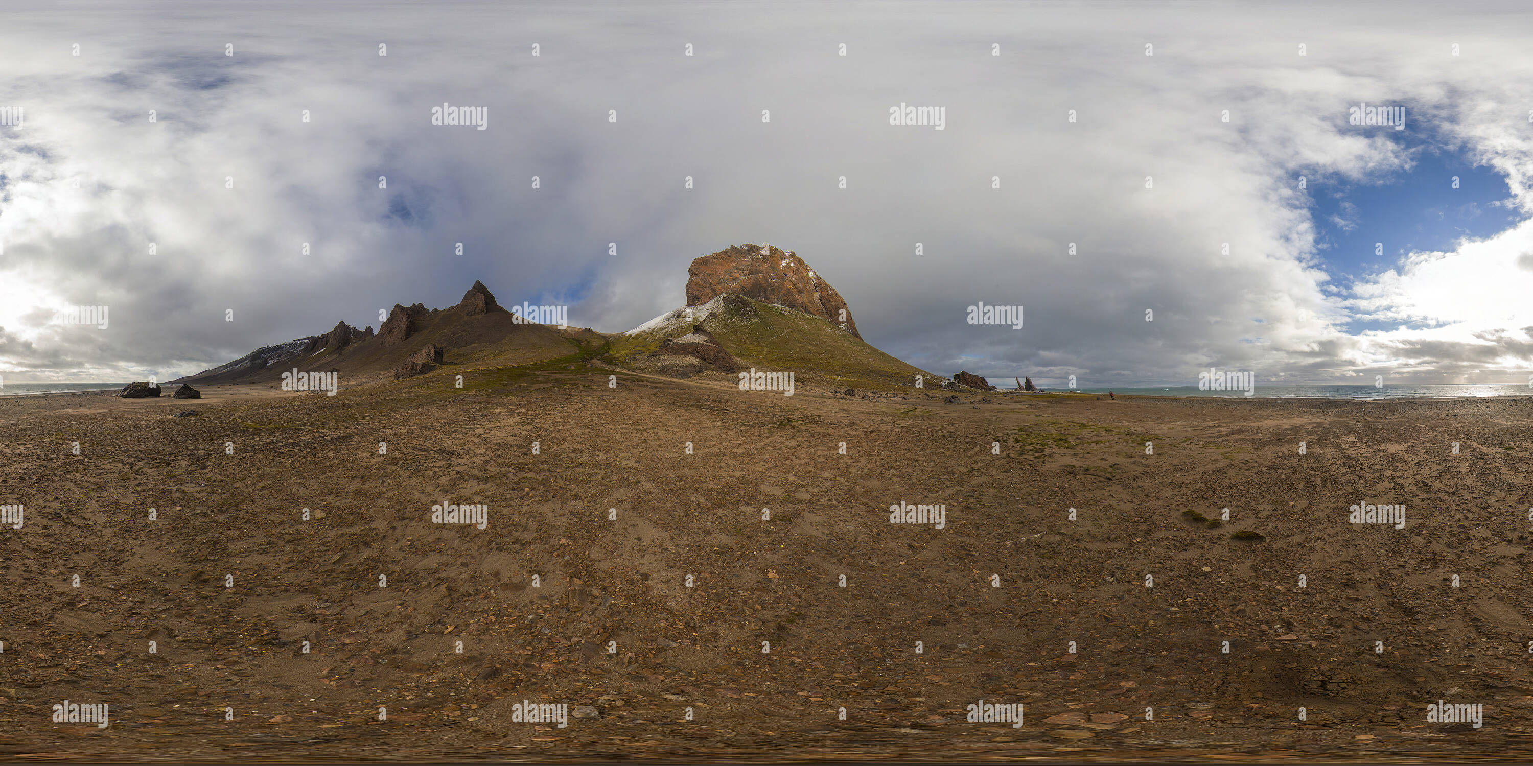 360 degree panoramic view of Cape Tegetthoff, Hall Island, Franz Josef Land