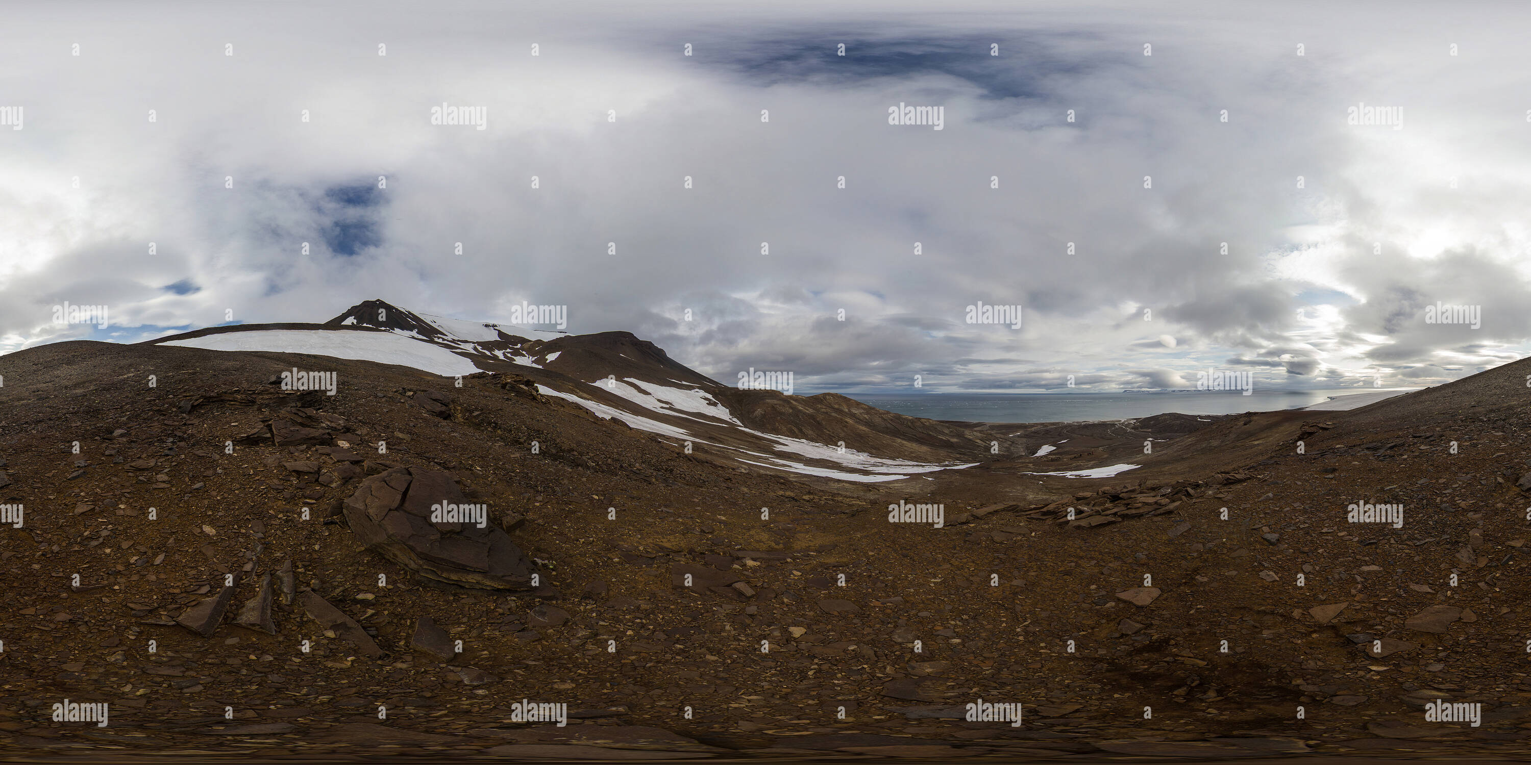 360° view of Cape Tirol, Wiener Neustadt Island, Franz Josef Land Alamy