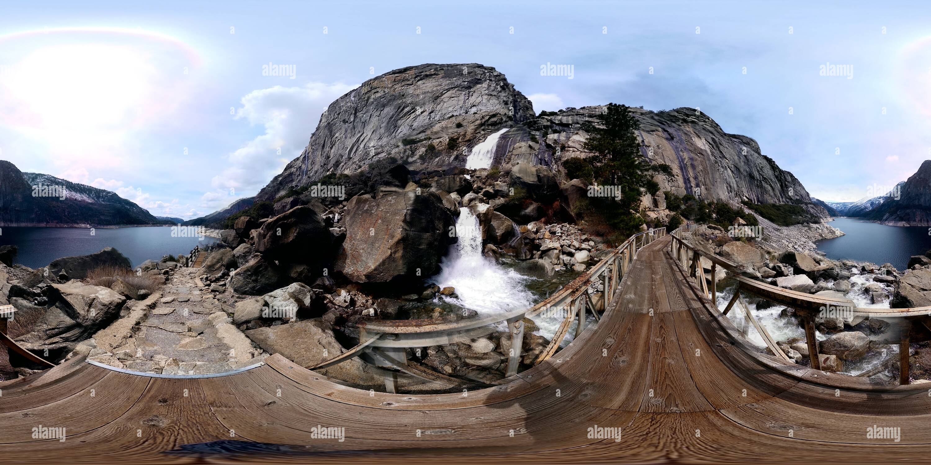 360 degree panoramic view of Wapama Falls