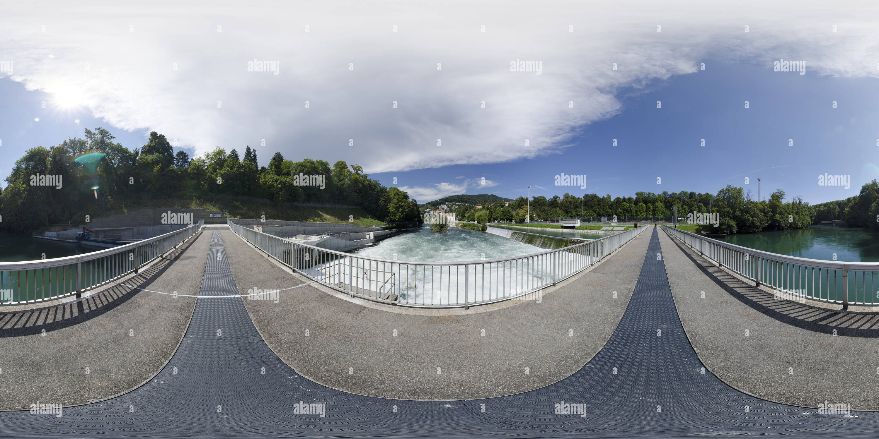 360 degree panoramic view of Stauwehr Aue