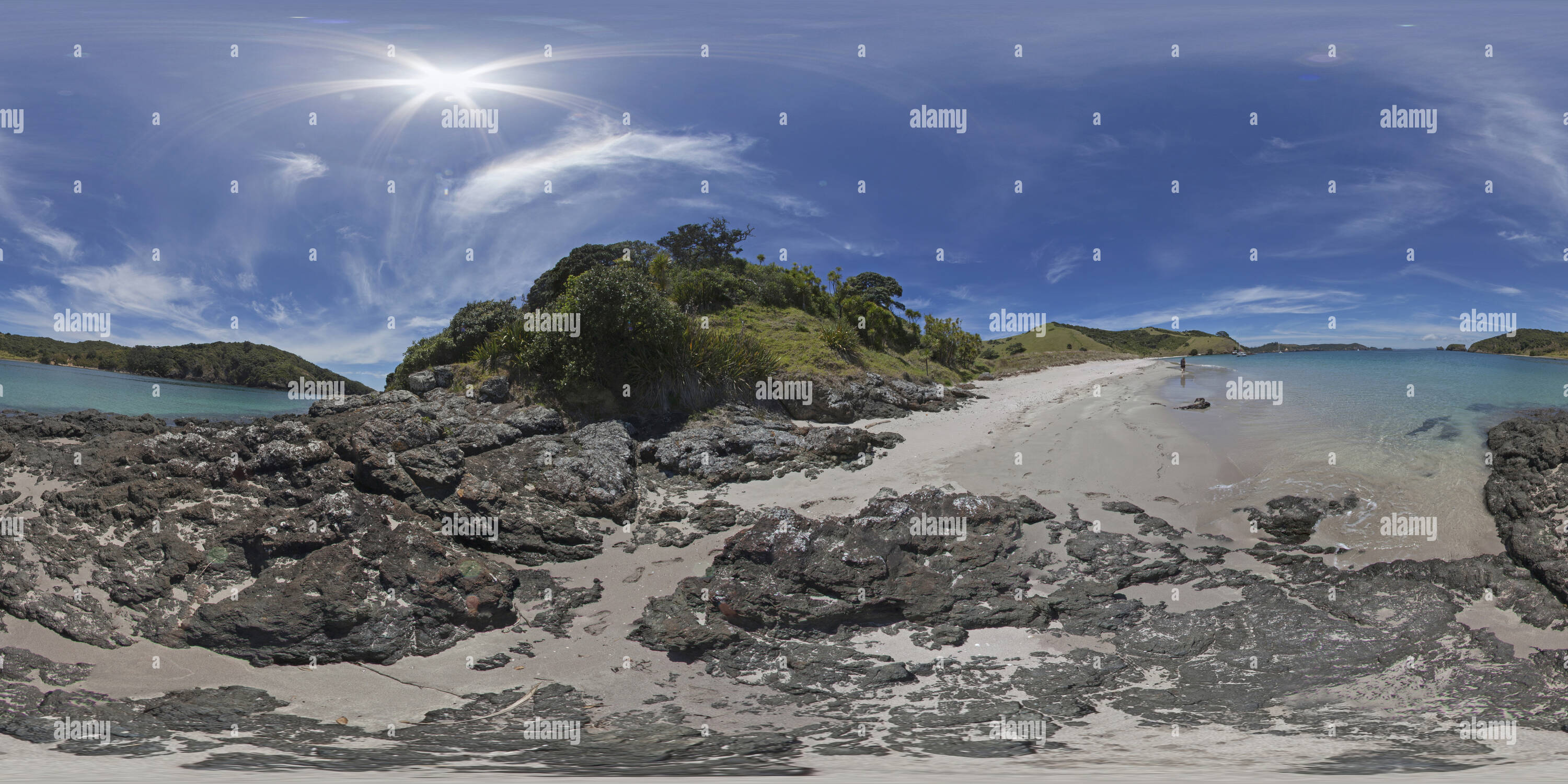 360° view of Waewaetorea Island Russell New Zealand Alamy