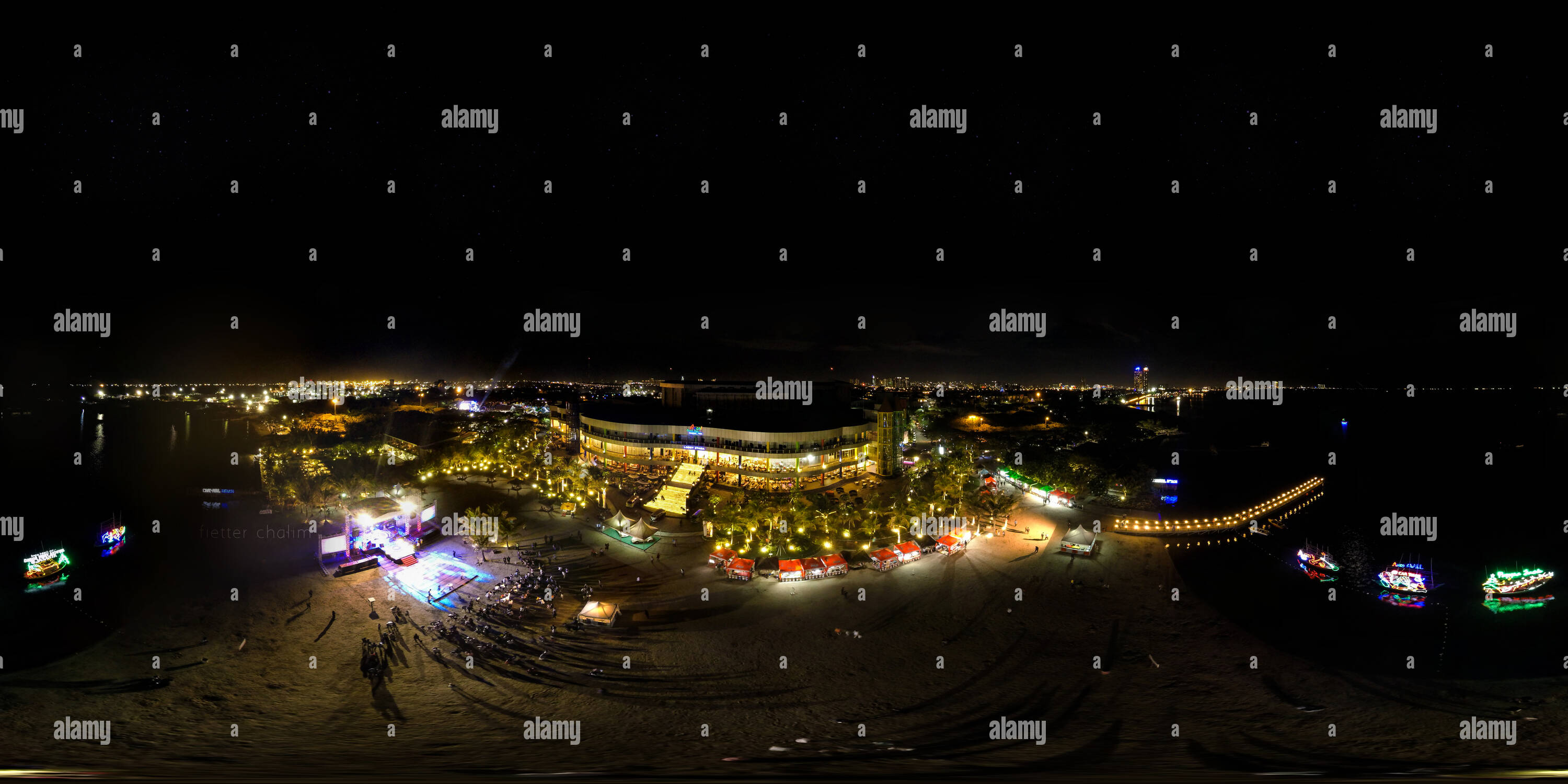 360 degree panoramic view of Ancol Beach City Mall - Aerial (at night)