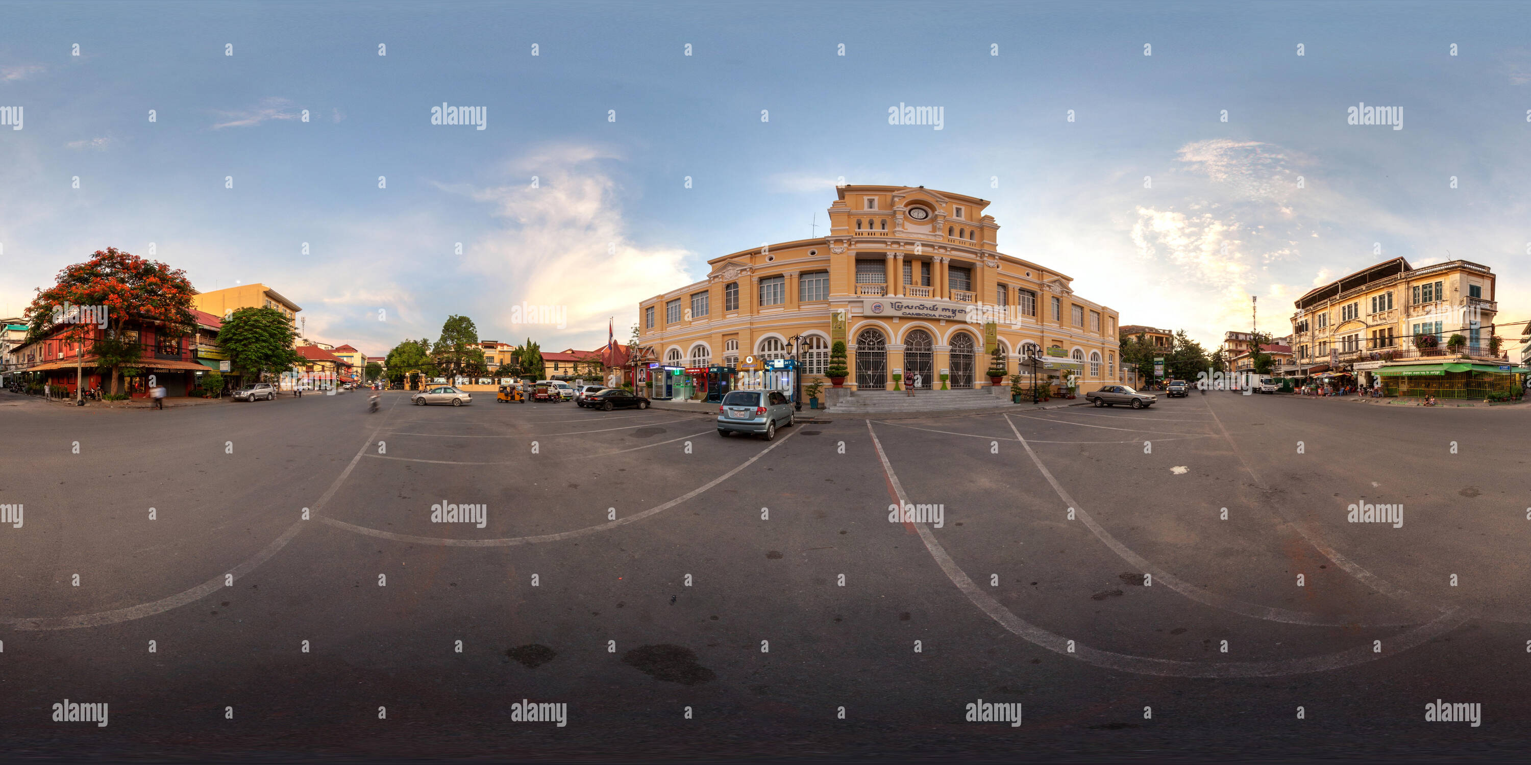 360 degree panoramic view of Post office in Phnom Penh in the french quartier area