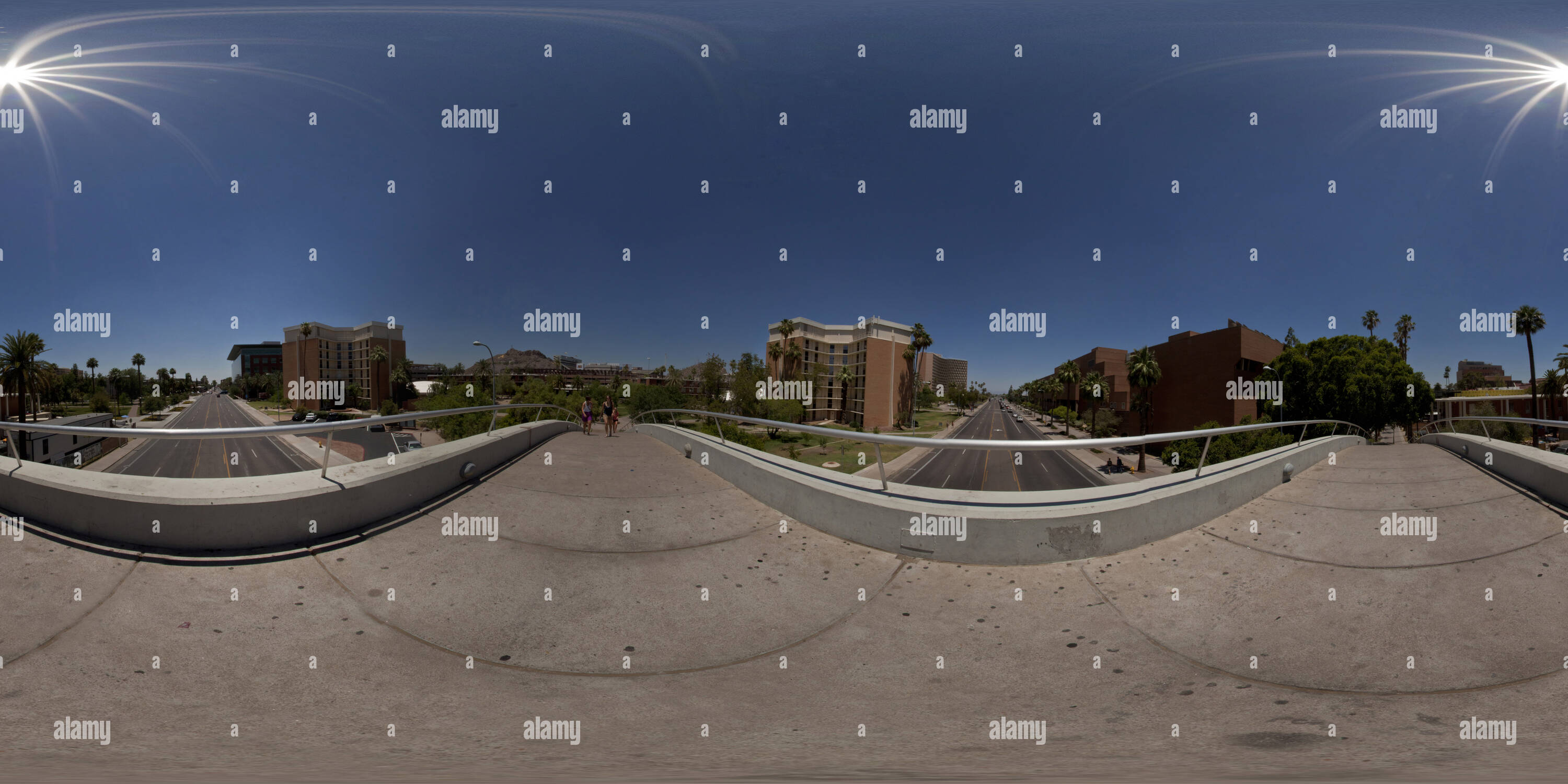 360 degree panoramic view of University Bridge, Arizona State University, Tempe, Arizona USA