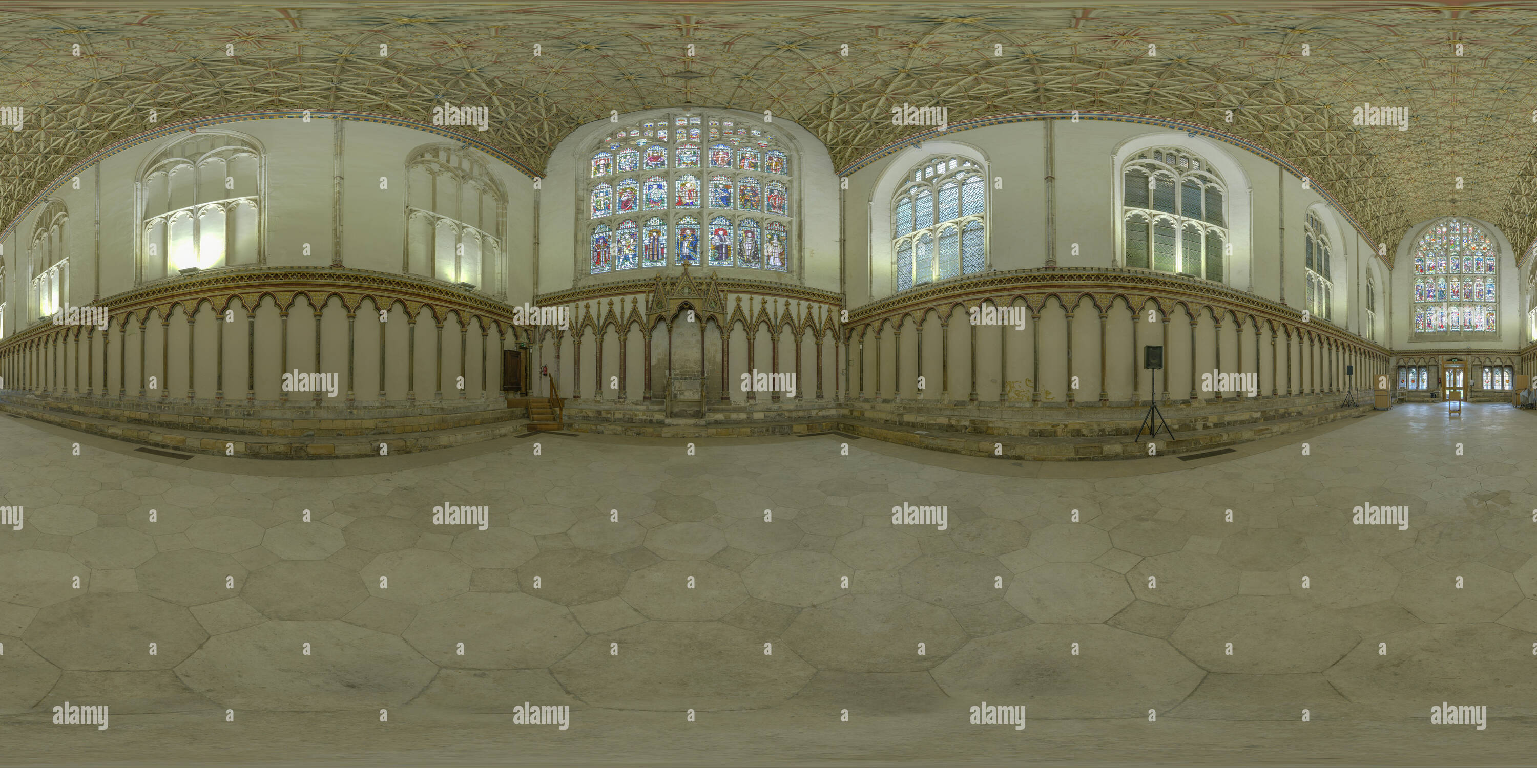 360 degree panoramic view of The chapter house at the world heritage site of Canterbury cathedral, England.