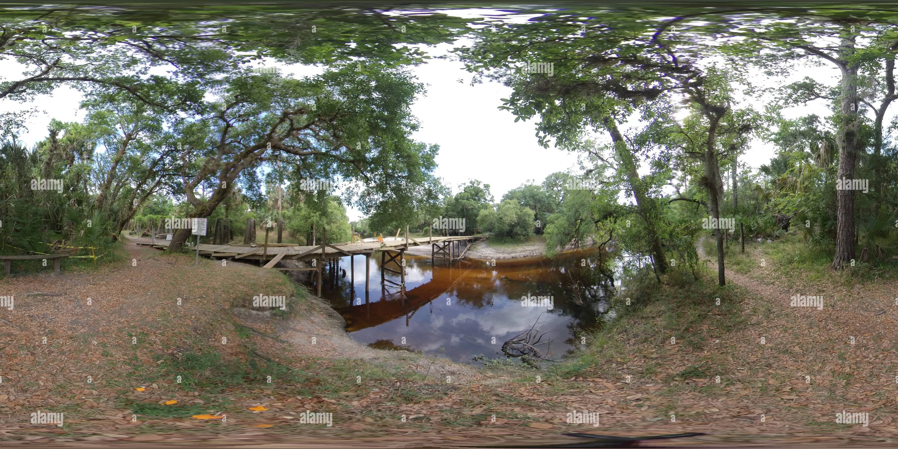 360 degree panoramic view of Econ River Pedestrian Bridge Under Construction 2019