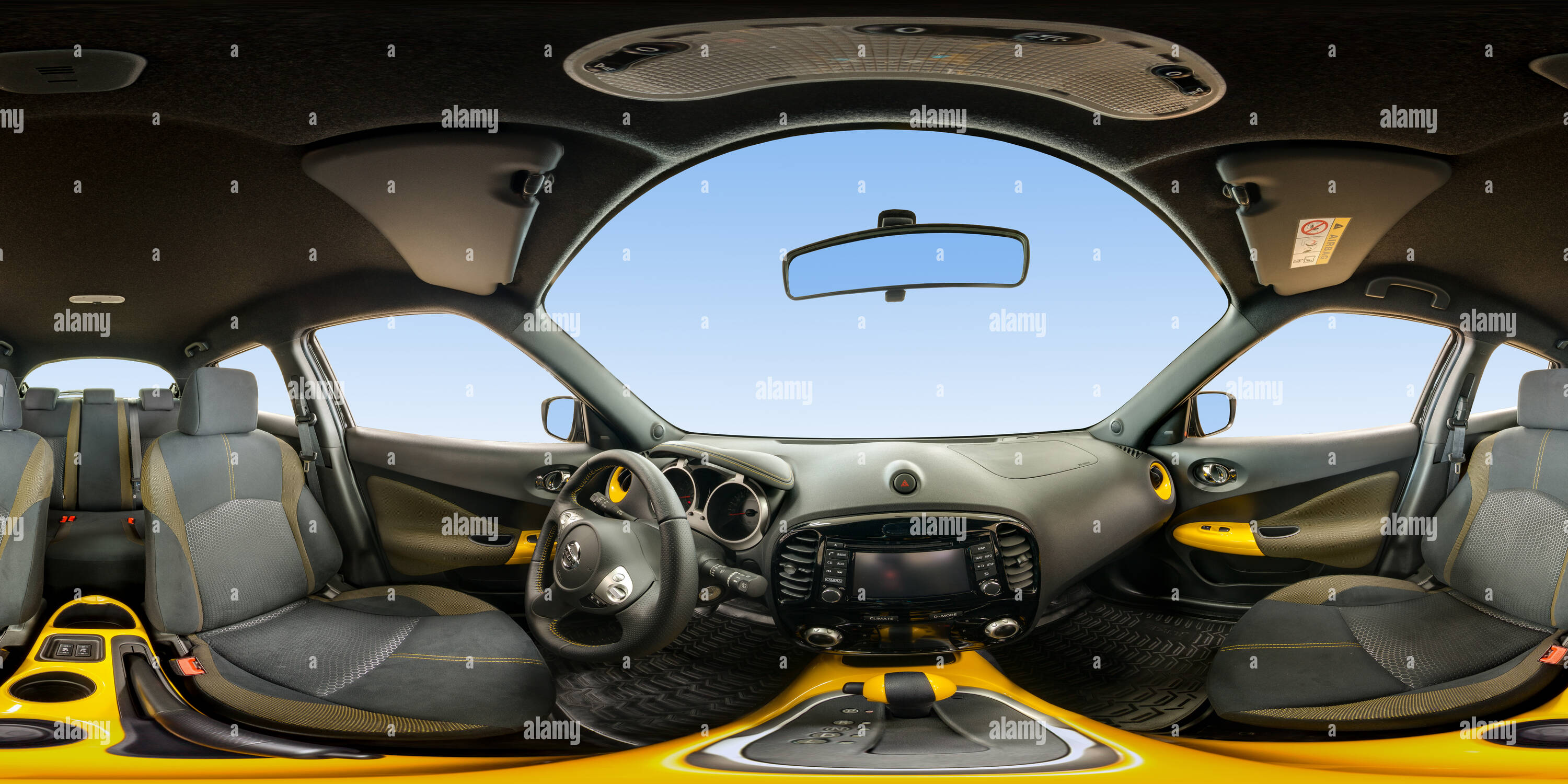 360 View Of Inside Of Nissan Juke Yellow Interior 243746184