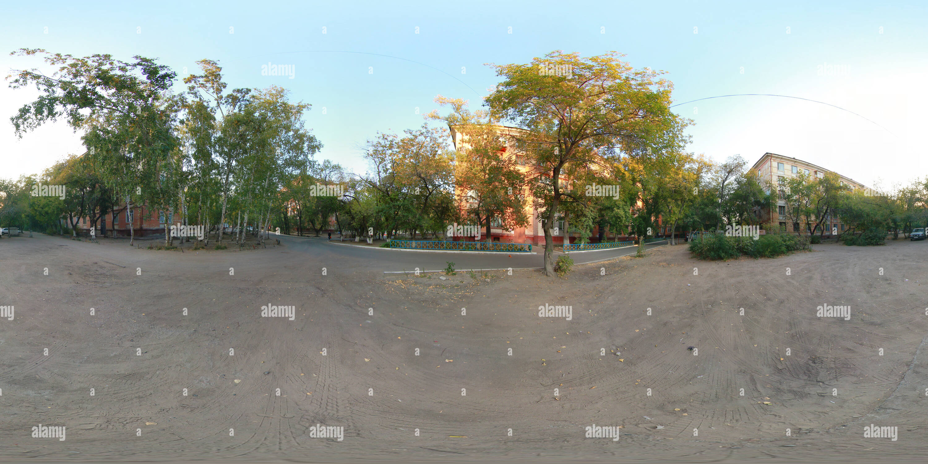 360 degree panoramic view of Yard at Krupskoi 82/1, 84. Pavlodar. Kazakhstan.