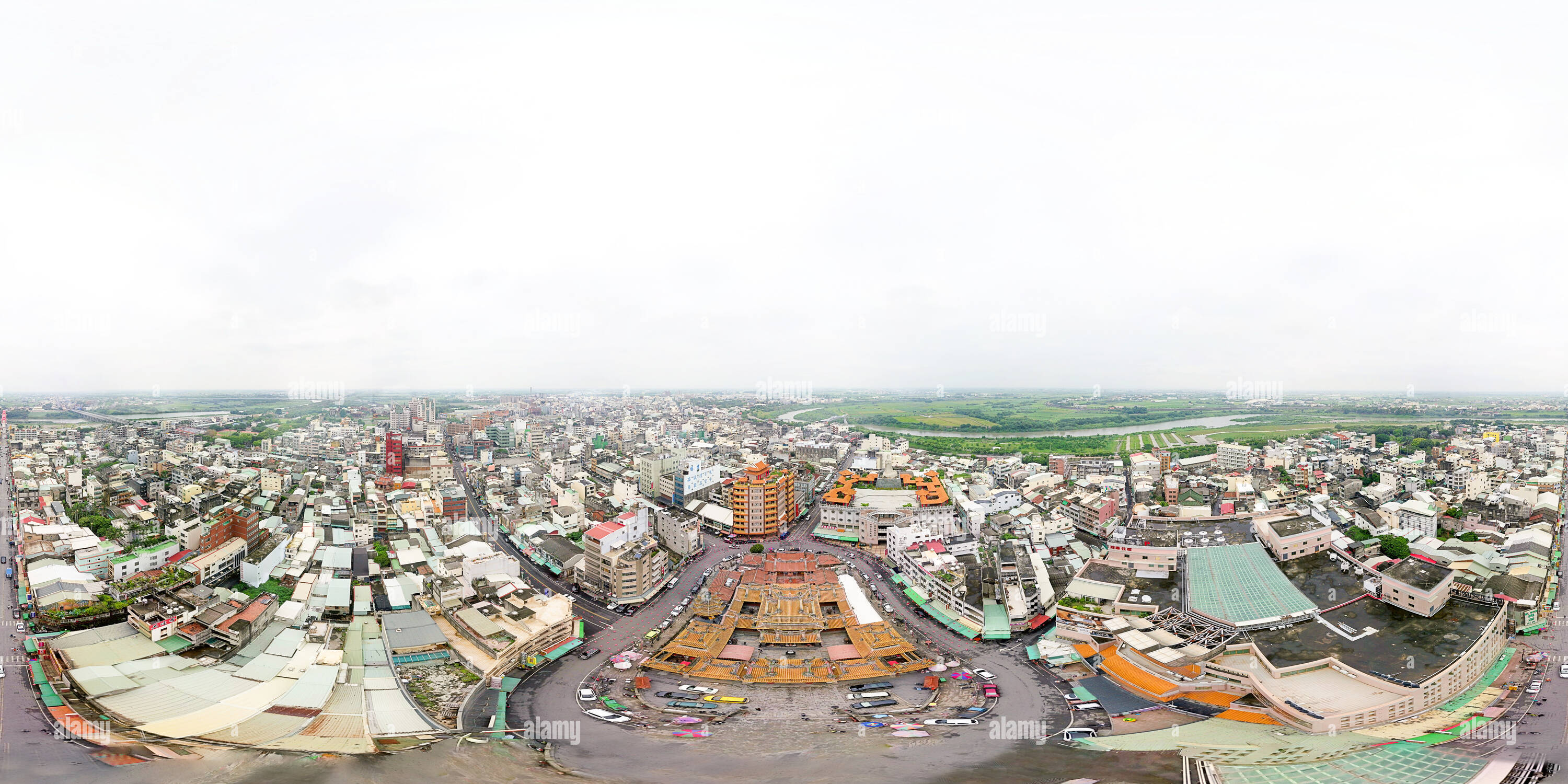 360 degree panoramic view of Chaotian Temple, Beigang, Yunlin, Taiwan.