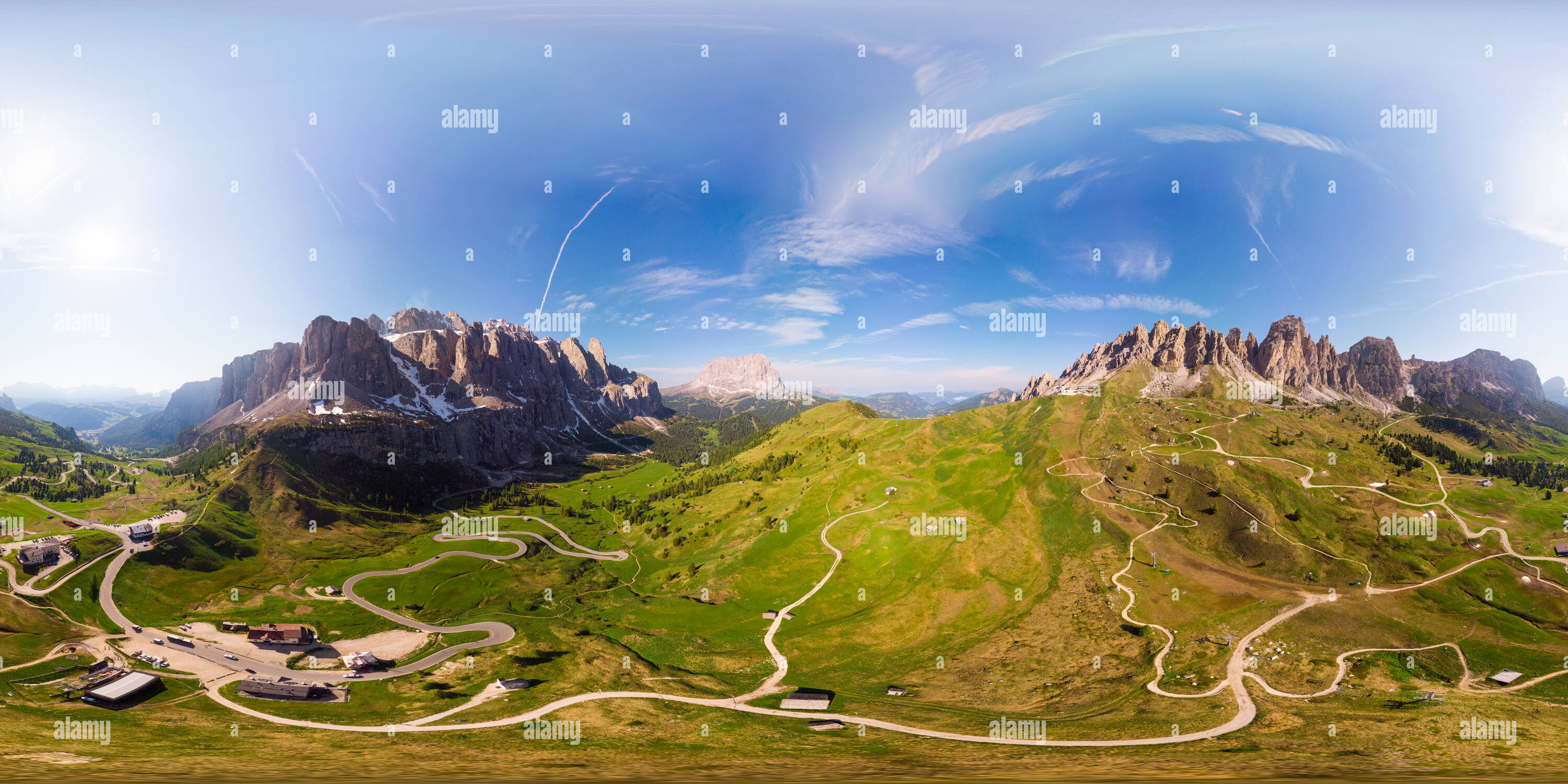 360° View Of Dolomites Beautiful Panoramic Sunset Landscape At