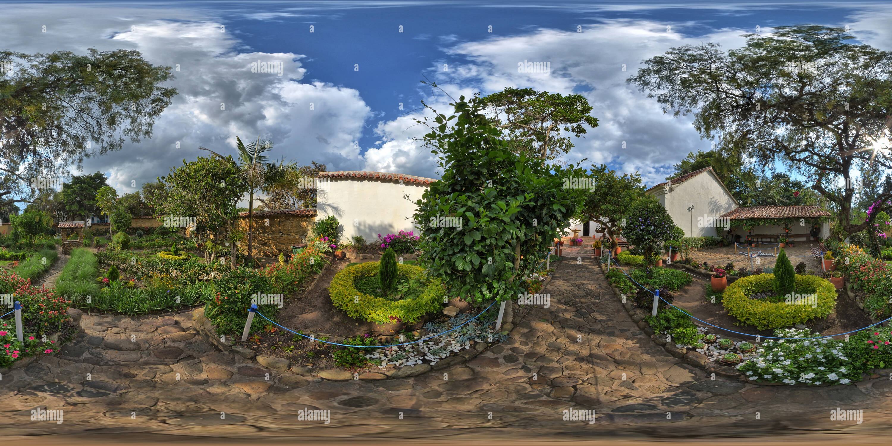 360 degree panoramic view of Antonio Ricaurte Museum, Gardens, Villa de Leyva