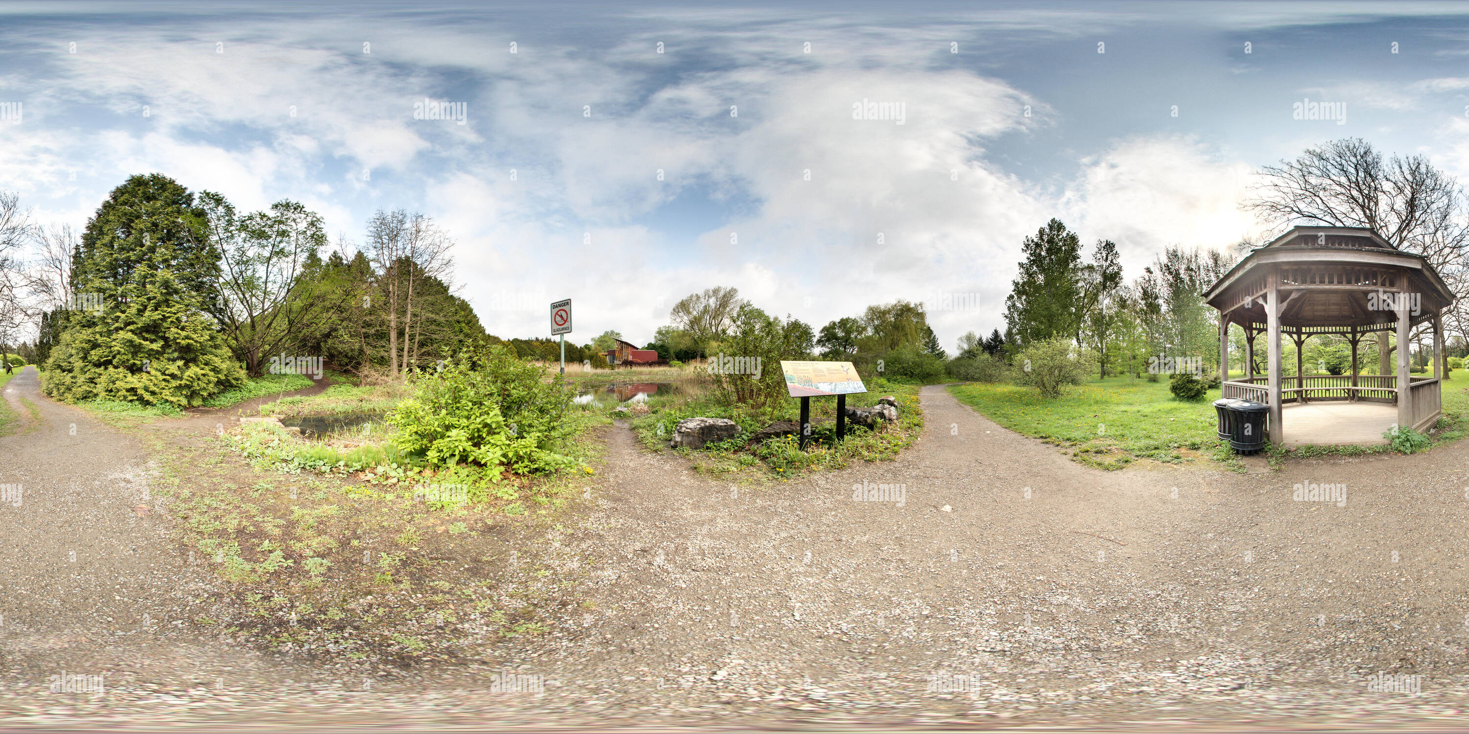 360 degree panoramic view of Frederic Back Tree Pavilion - Montreal Botanical Garden