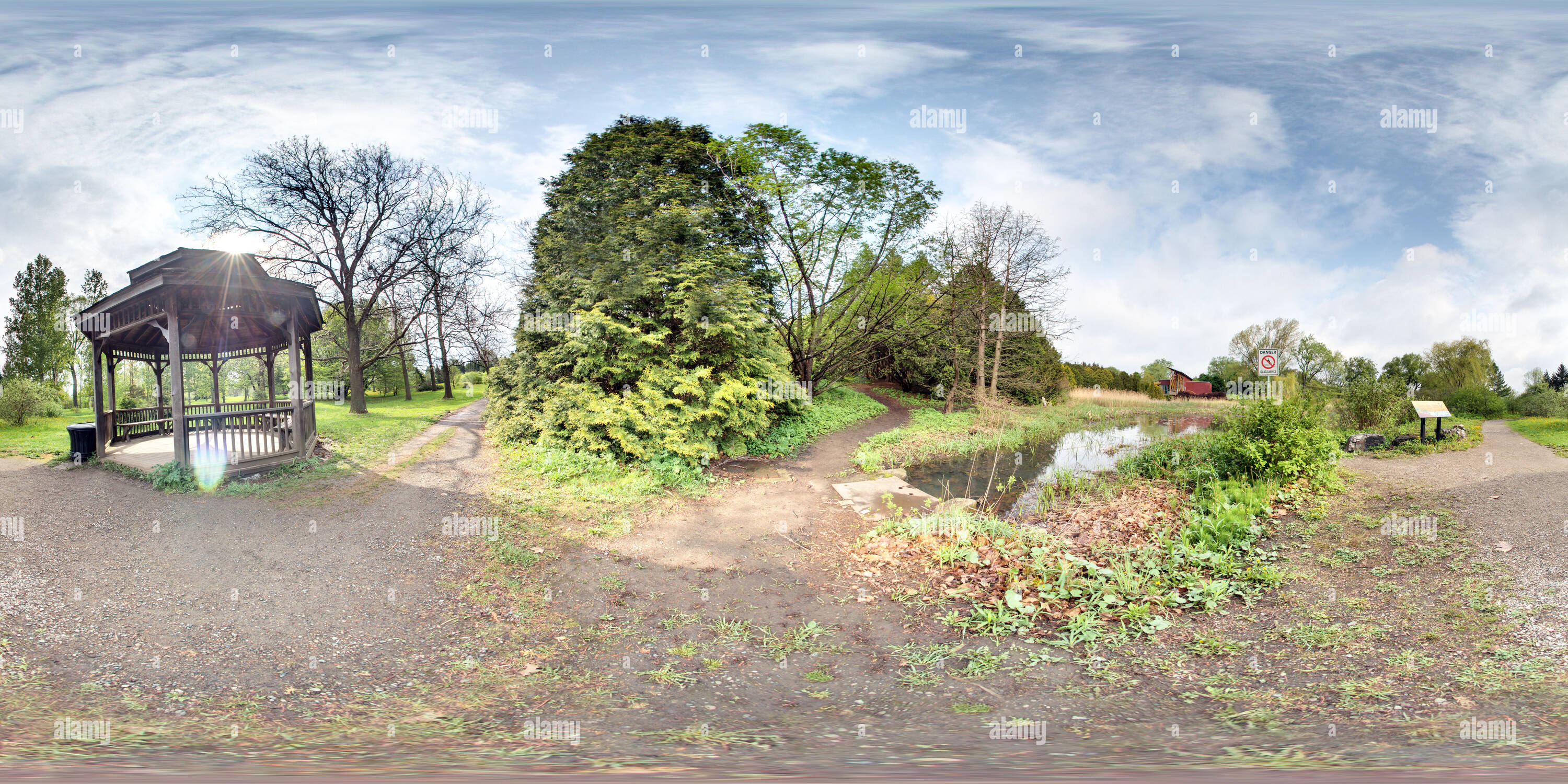 360 degree panoramic view of Frederic Back Tree Pavilion - Montreal Botanical Garden