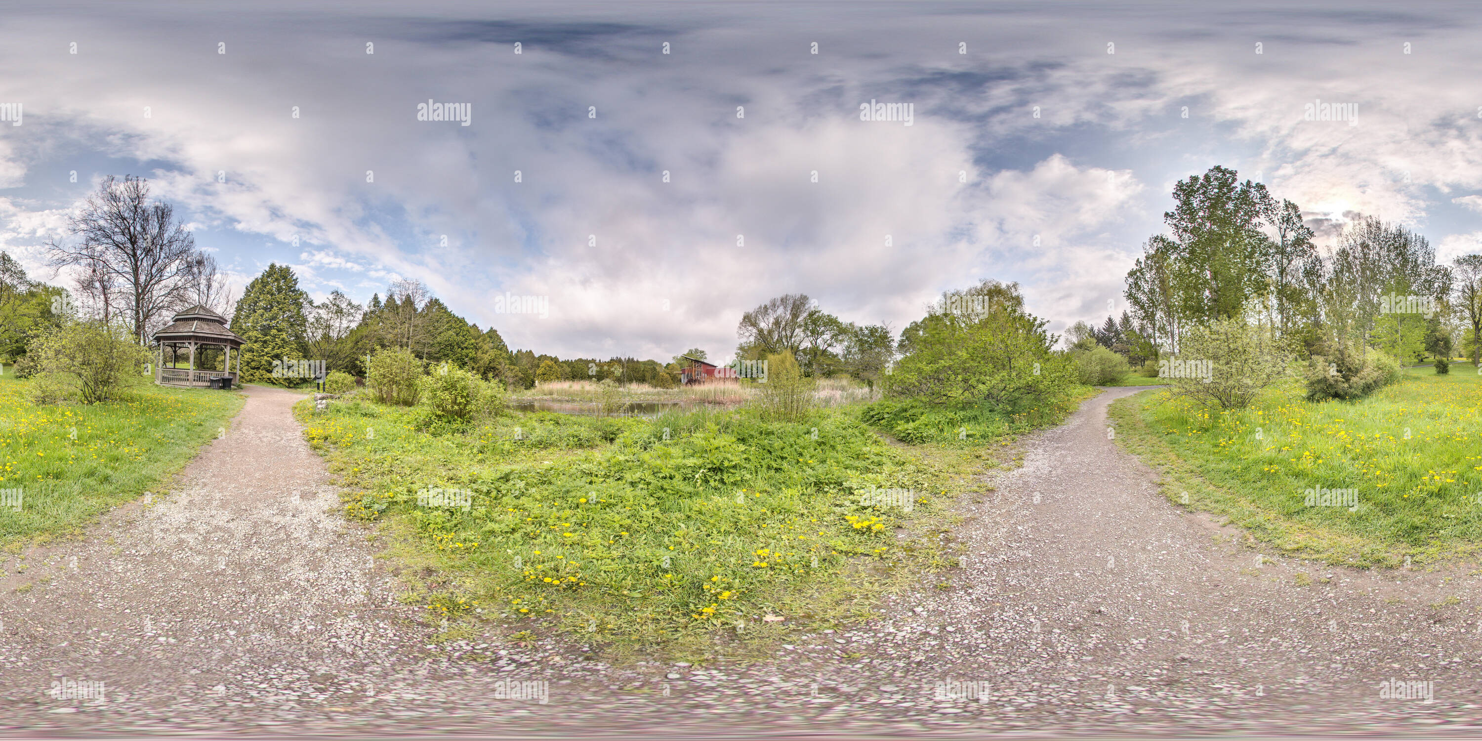 360 degree panoramic view of Frederic Back Tree Pavilion - Montreal Botanical Garden