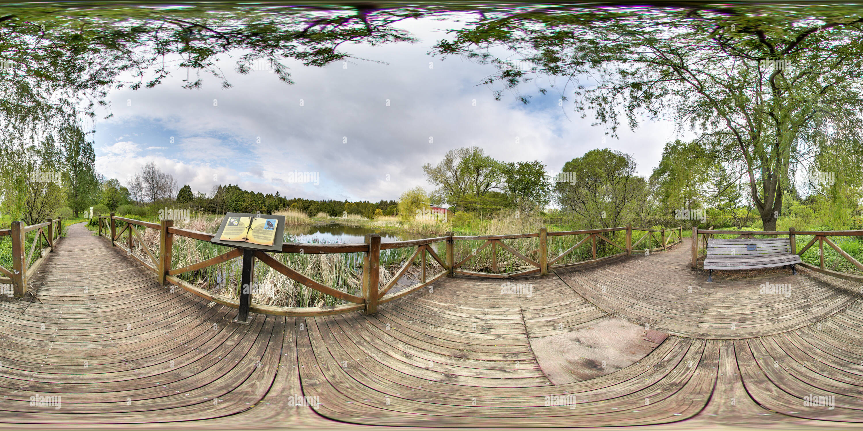 360 degree panoramic view of Frederic Back Tree Pavilion - Montreal Botanical Garden