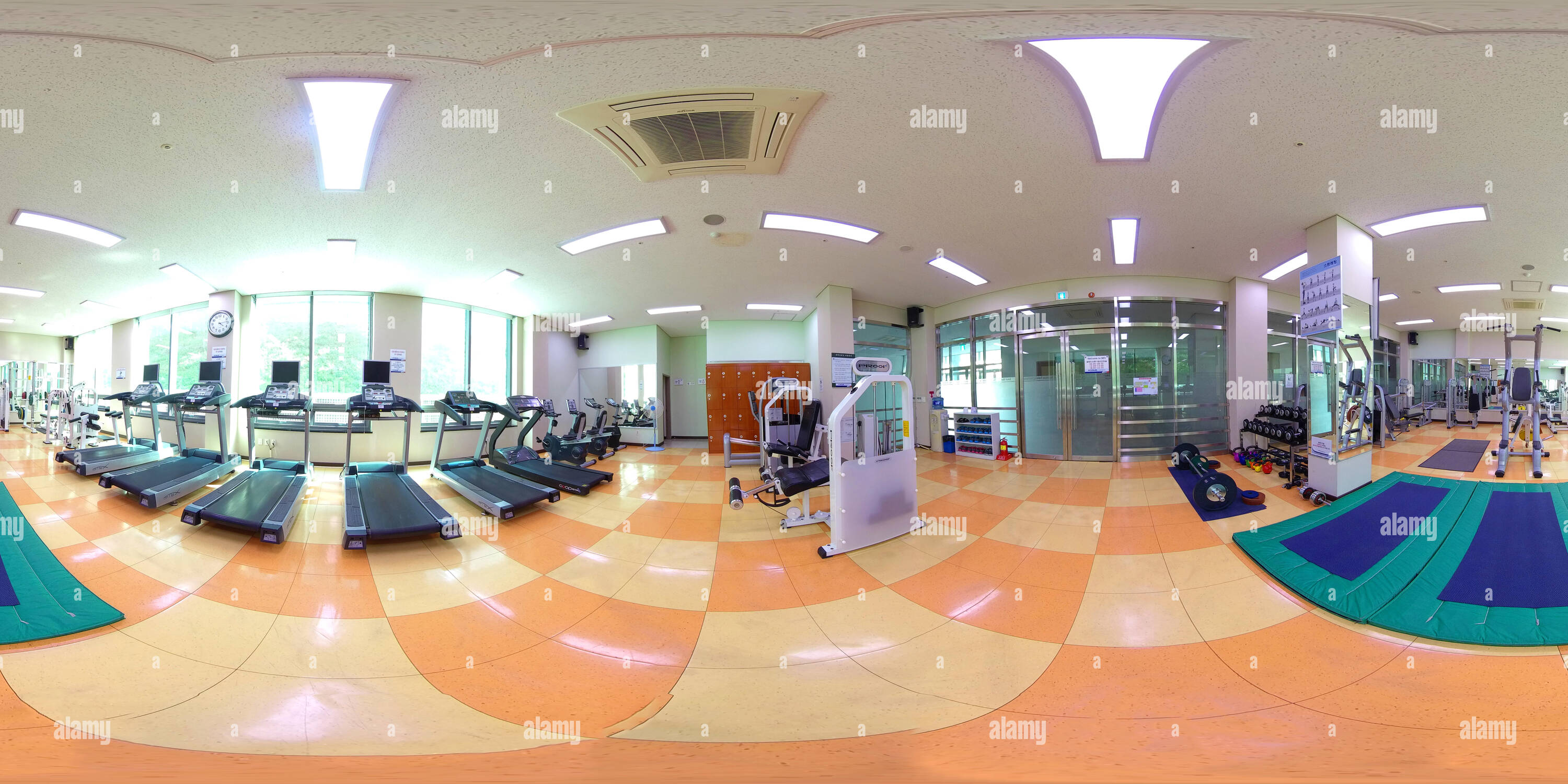 360 degree panoramic view of Fitness Gym club full 360 degree panorama spherical projection