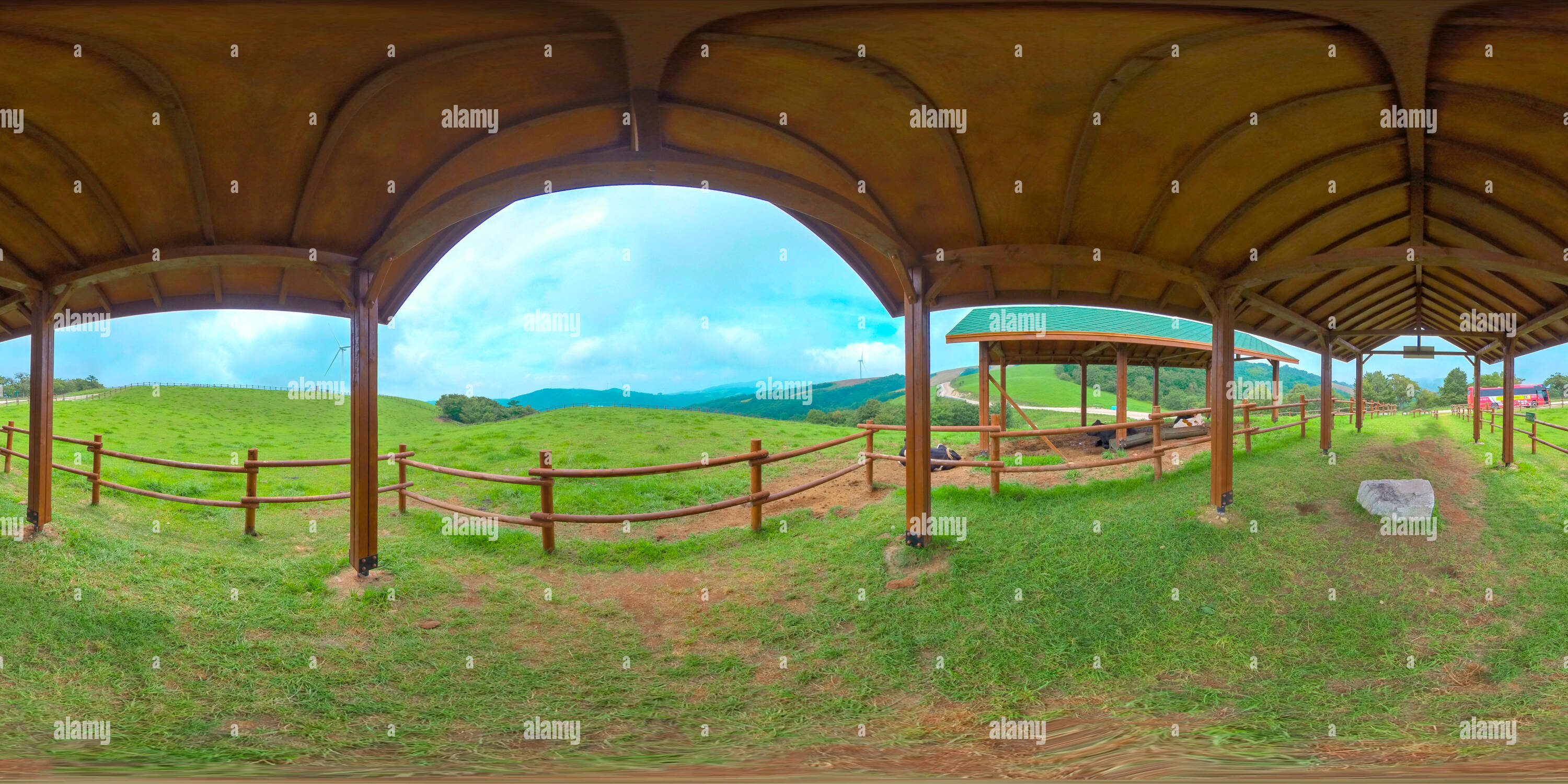 360 degree panoramic view of Daegwanryeong, South Korea 6 August 2019: 360 degrees spherical panorama of Samyang Ranch where is famous sheep farm ranch.