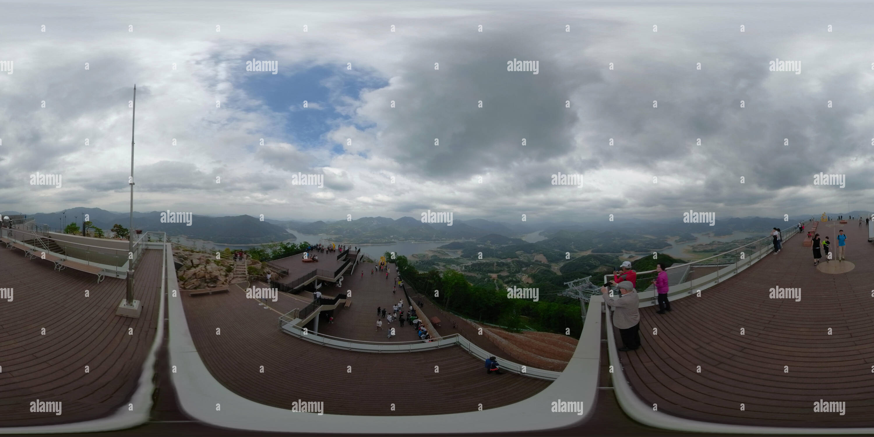 360 degree panoramic view of JECHEON, SOUTH KOREA 22 May 2019: 360 degrees full seamless spherical panorama of Chungjuho Lake Park. Chungjuho Lake isthe largest scale multi-purpos