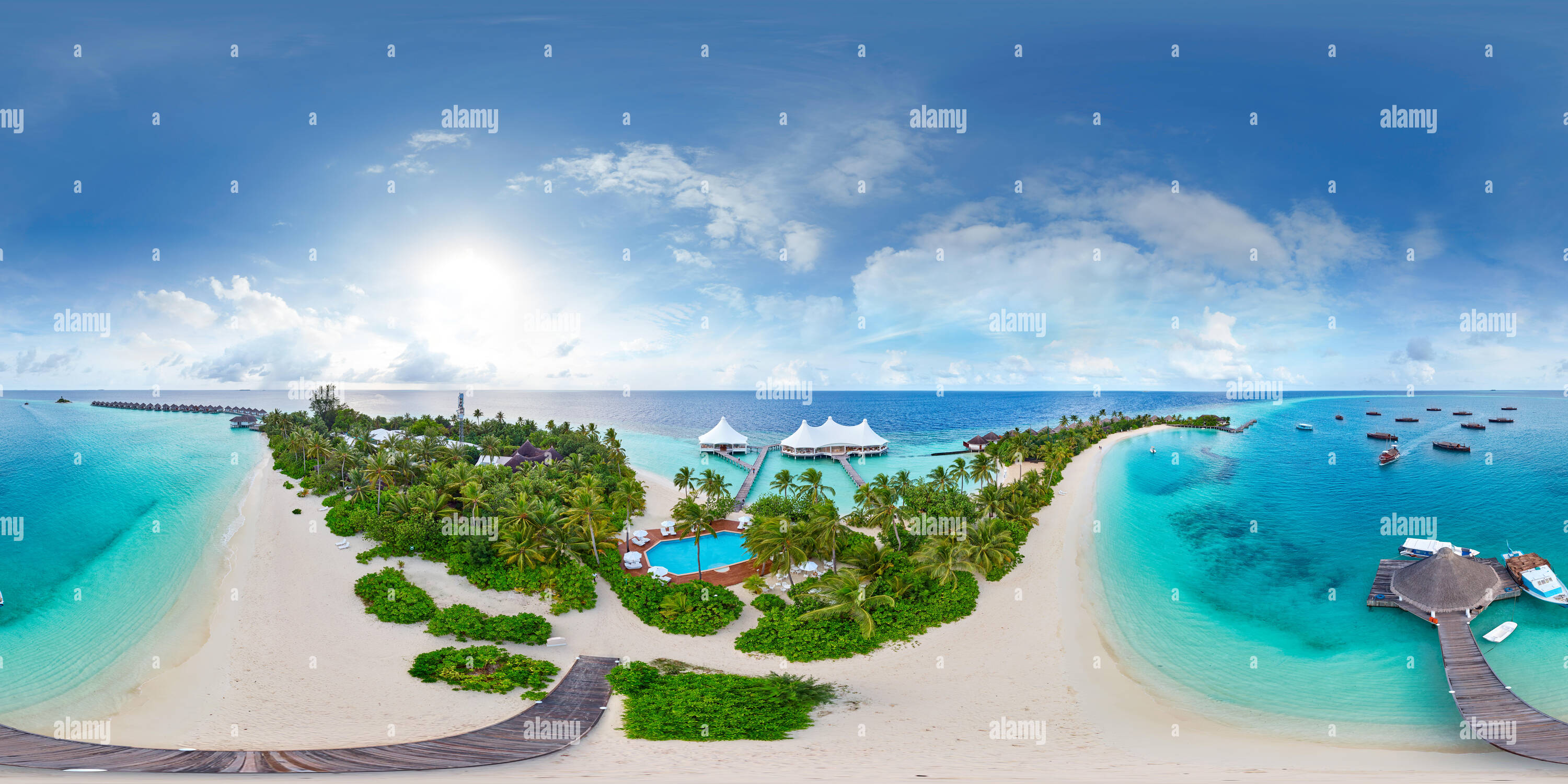 360° View Of Aerial Spherical Panorama Of Tropical Paradise Beach On ...