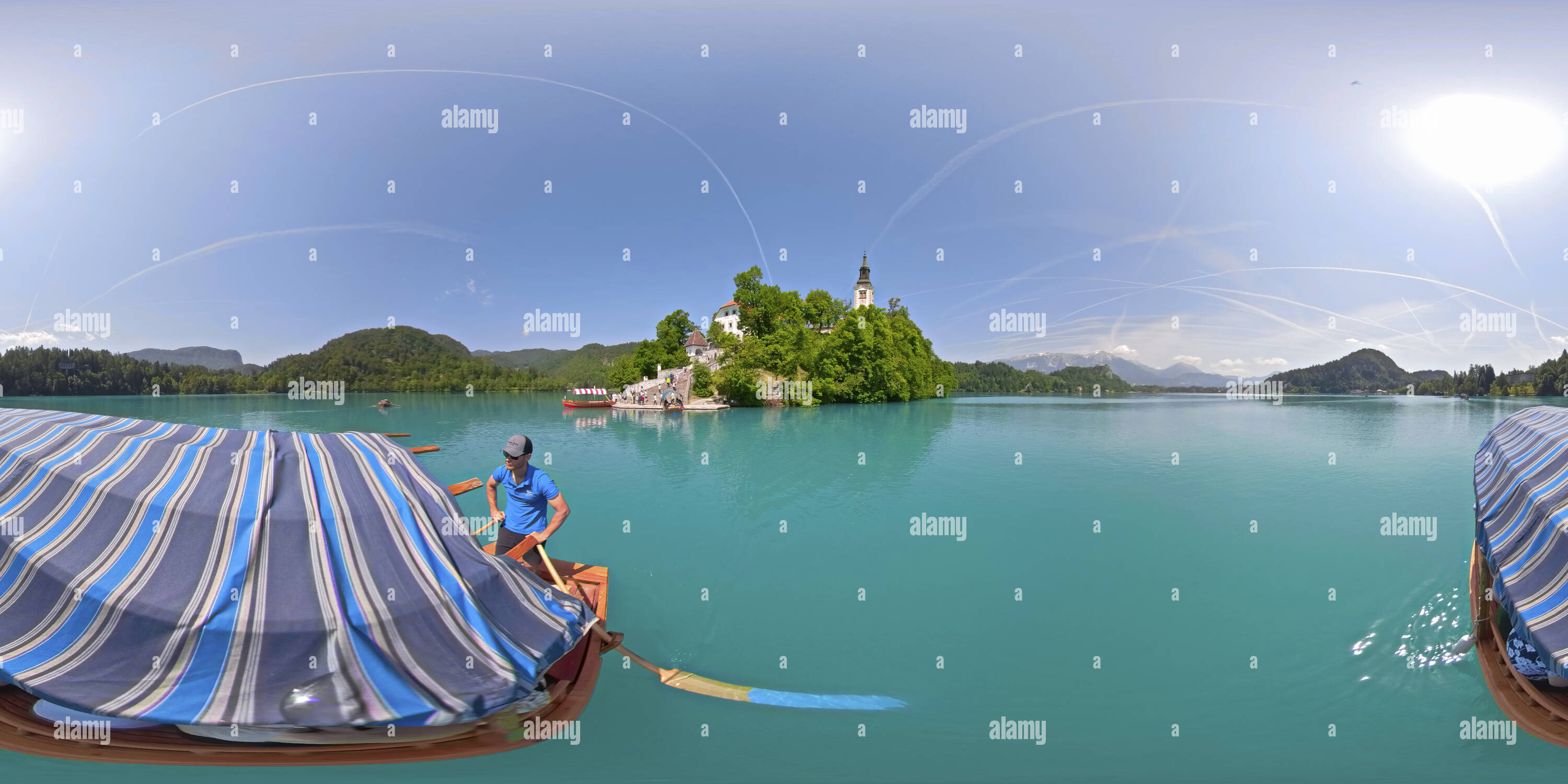360 degree panoramic view of Bled Island, Lake Bled, Slovenia