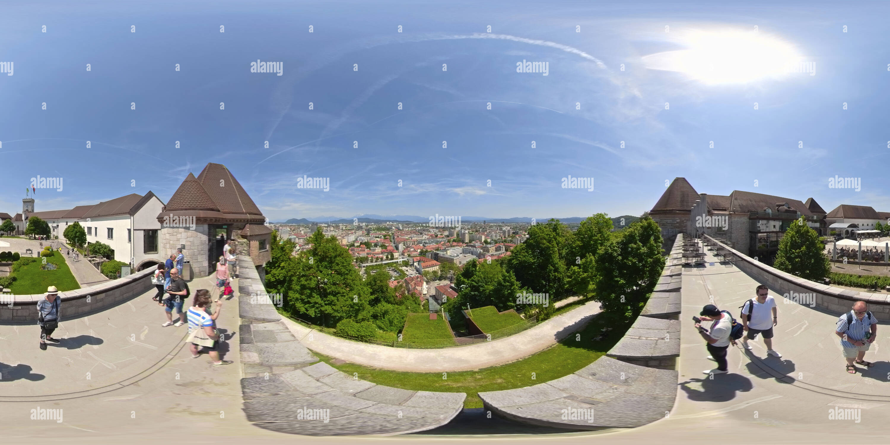 360 degree panoramic view of View over Ljubljana, Ljubljana Castle, Slovenia